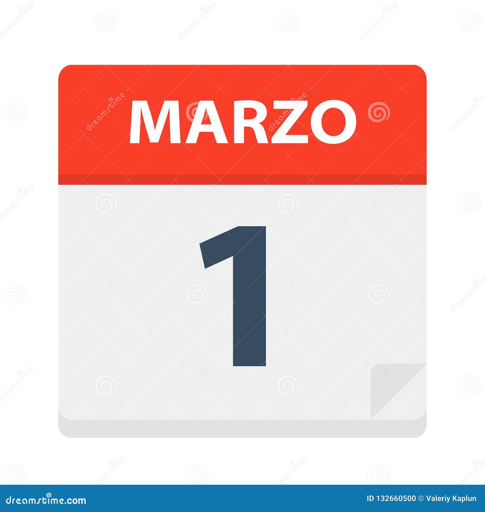 marzo 1 - calendar icon - march 1.   of spanish calendar leaf