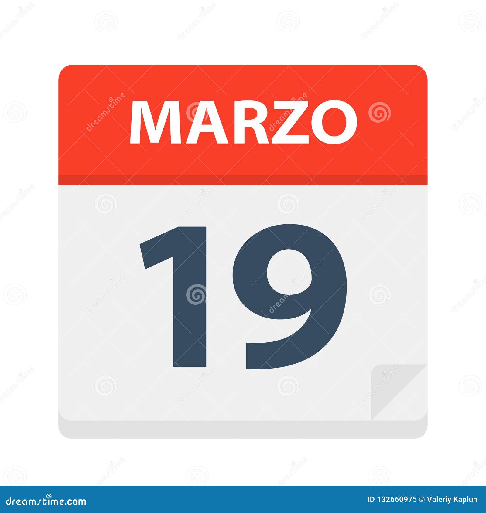 marzo 19 - calendar icon - march 19.   of spanish calendar leaf