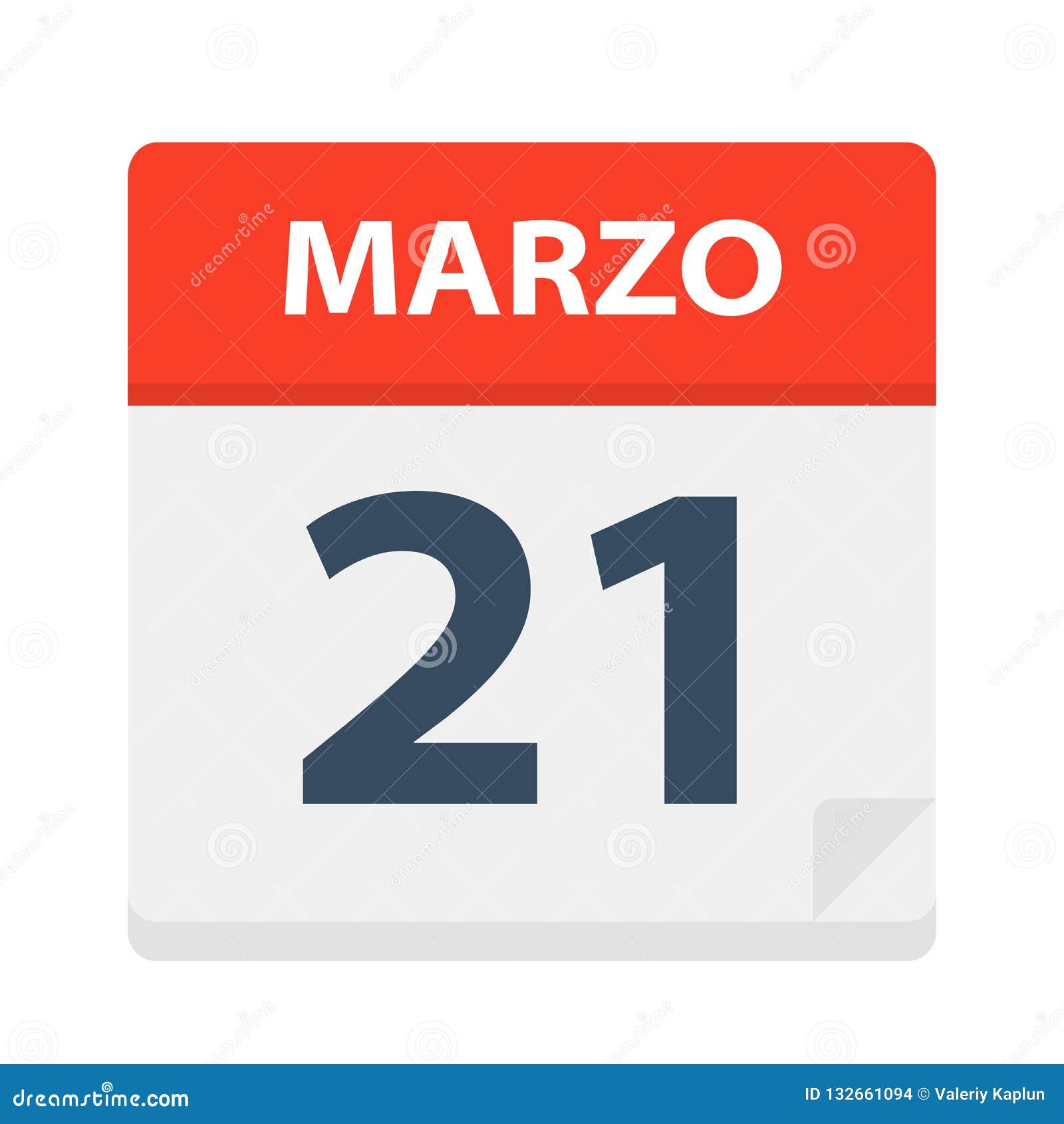 marzo 21 - calendar icon - march 21.   of spanish calendar leaf