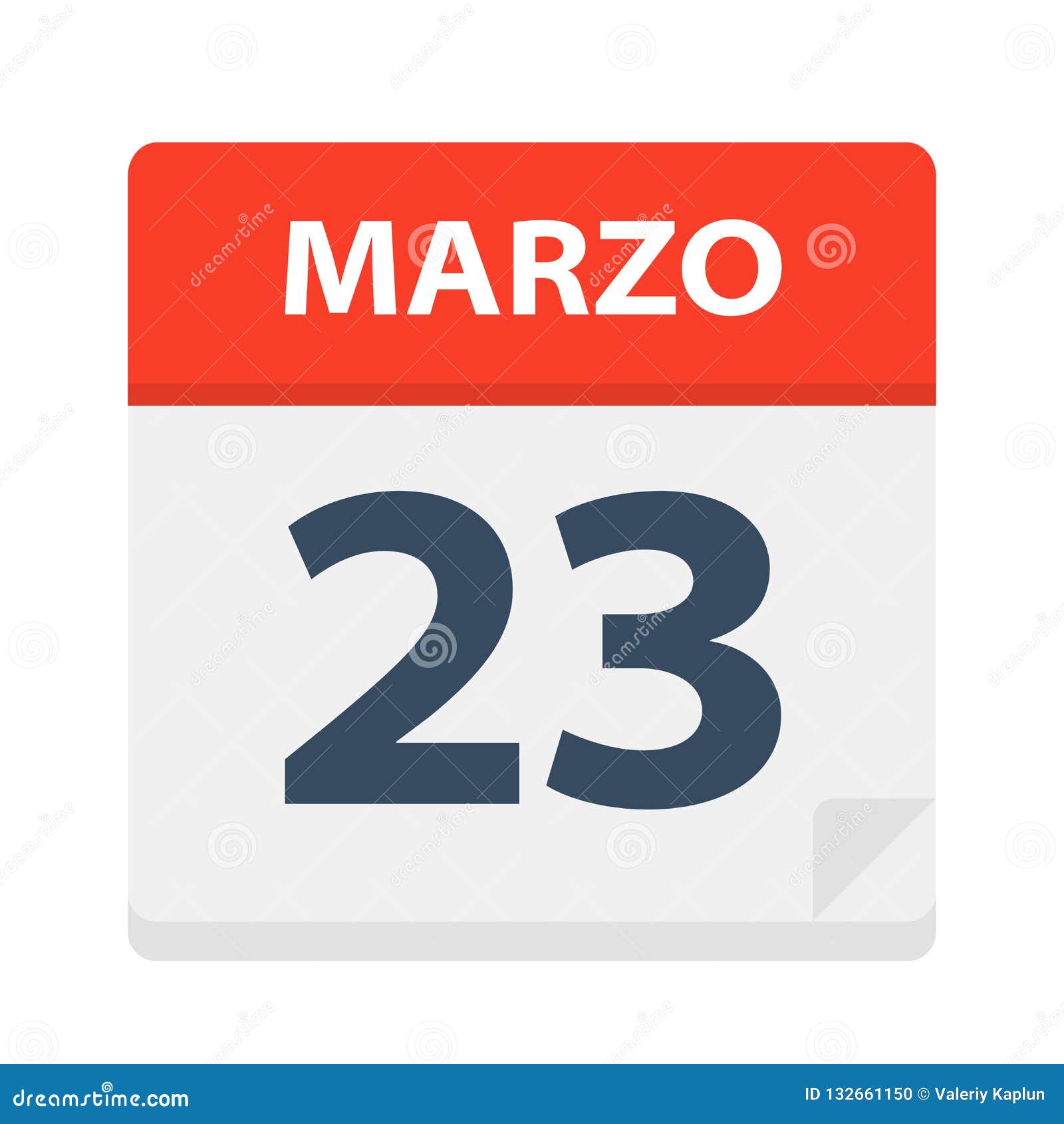 marzo 23 - calendar icon - march 23.   of spanish calendar leaf