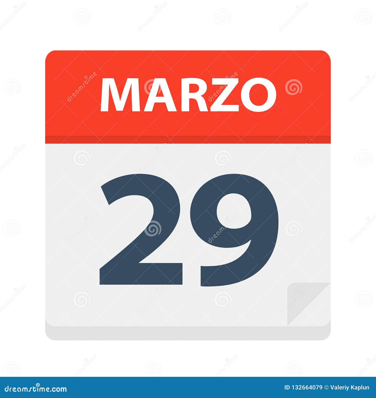 marzo 29 - calendar icon - march 29.   of spanish calendar leaf