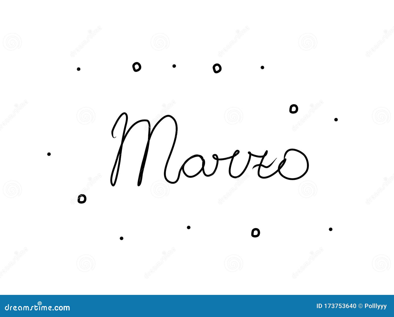 marzo phrase handwritten with a calligraphy brush. march in spanish. modern brush calligraphy.  word black