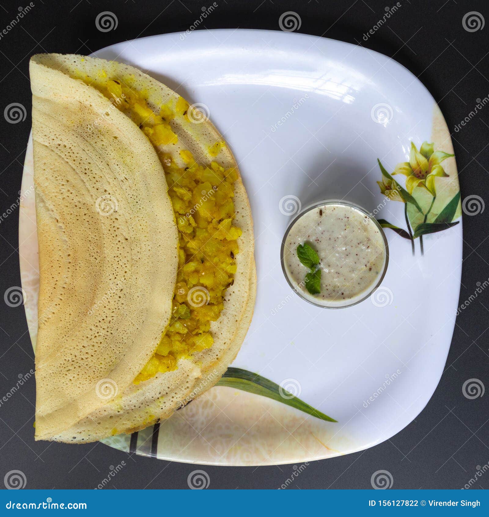 Masala Dosa with Coconut Chutney. Stock Photo - Image of fresh, mint