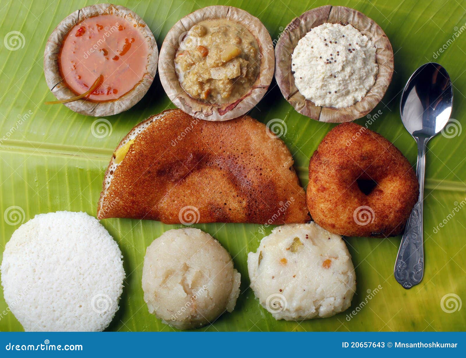 Masala Dosa, Idly, Vada, Chutney, Upma and Sambar Stock Image Image