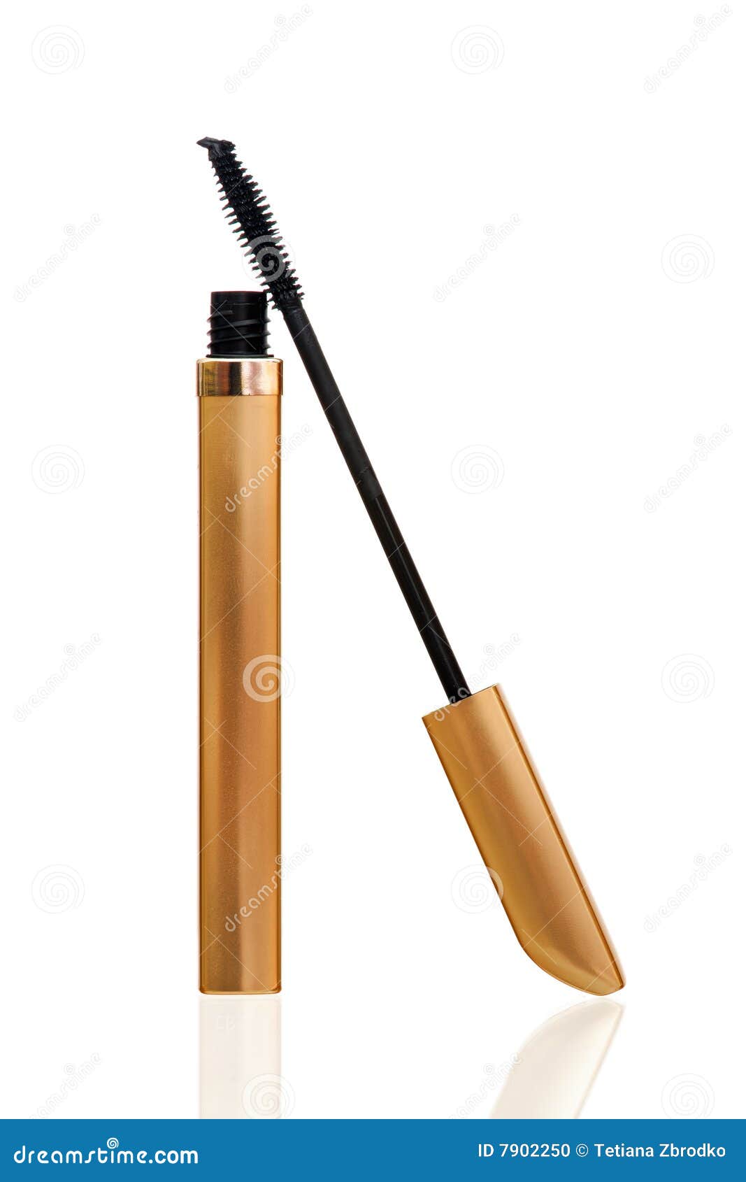 Mascara and brush stock photo. Image of isolated, gold 7902250