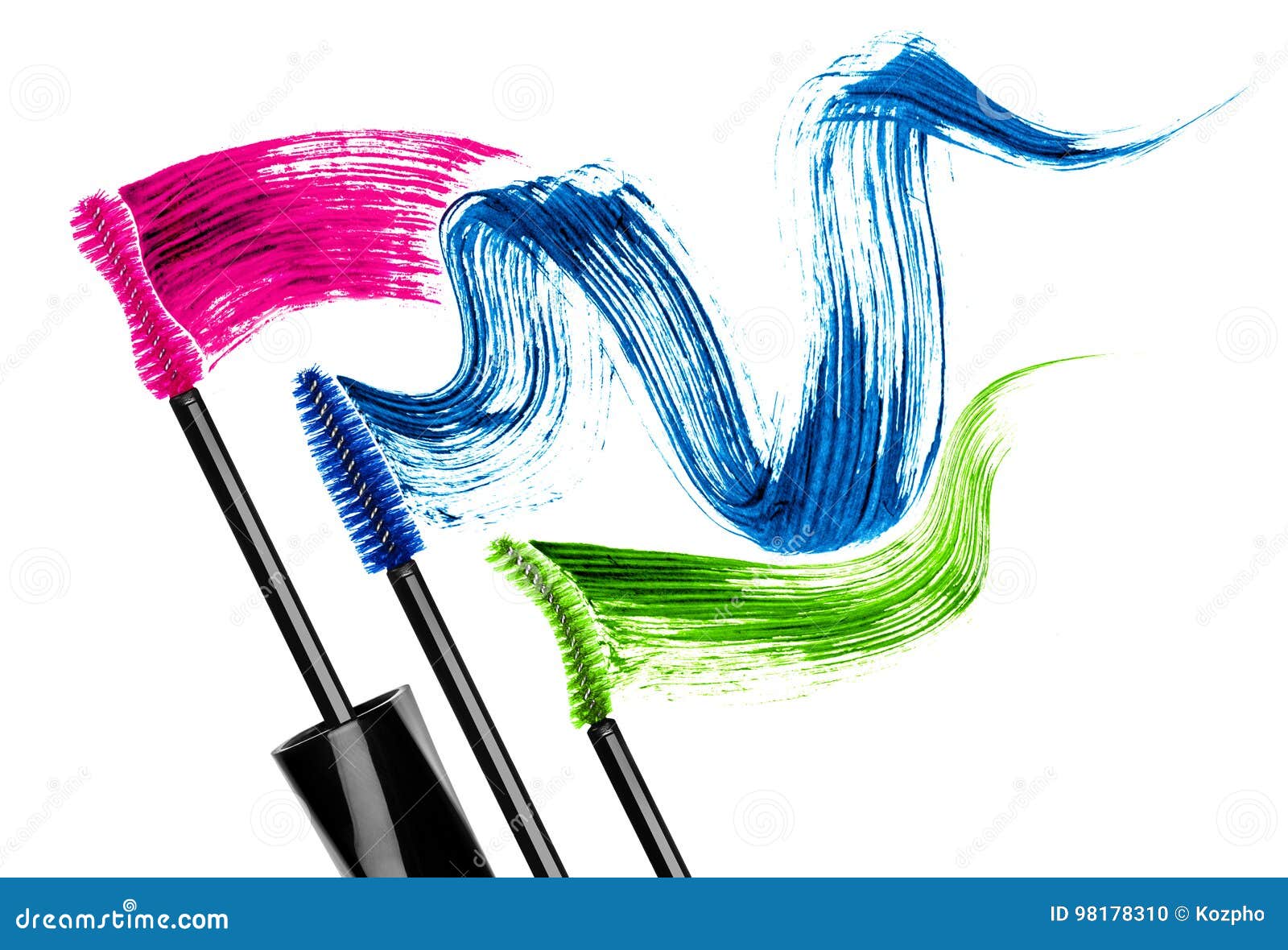 Mascara Brushes with Colored Mascara Strokes Stock Illustration Illustration of container