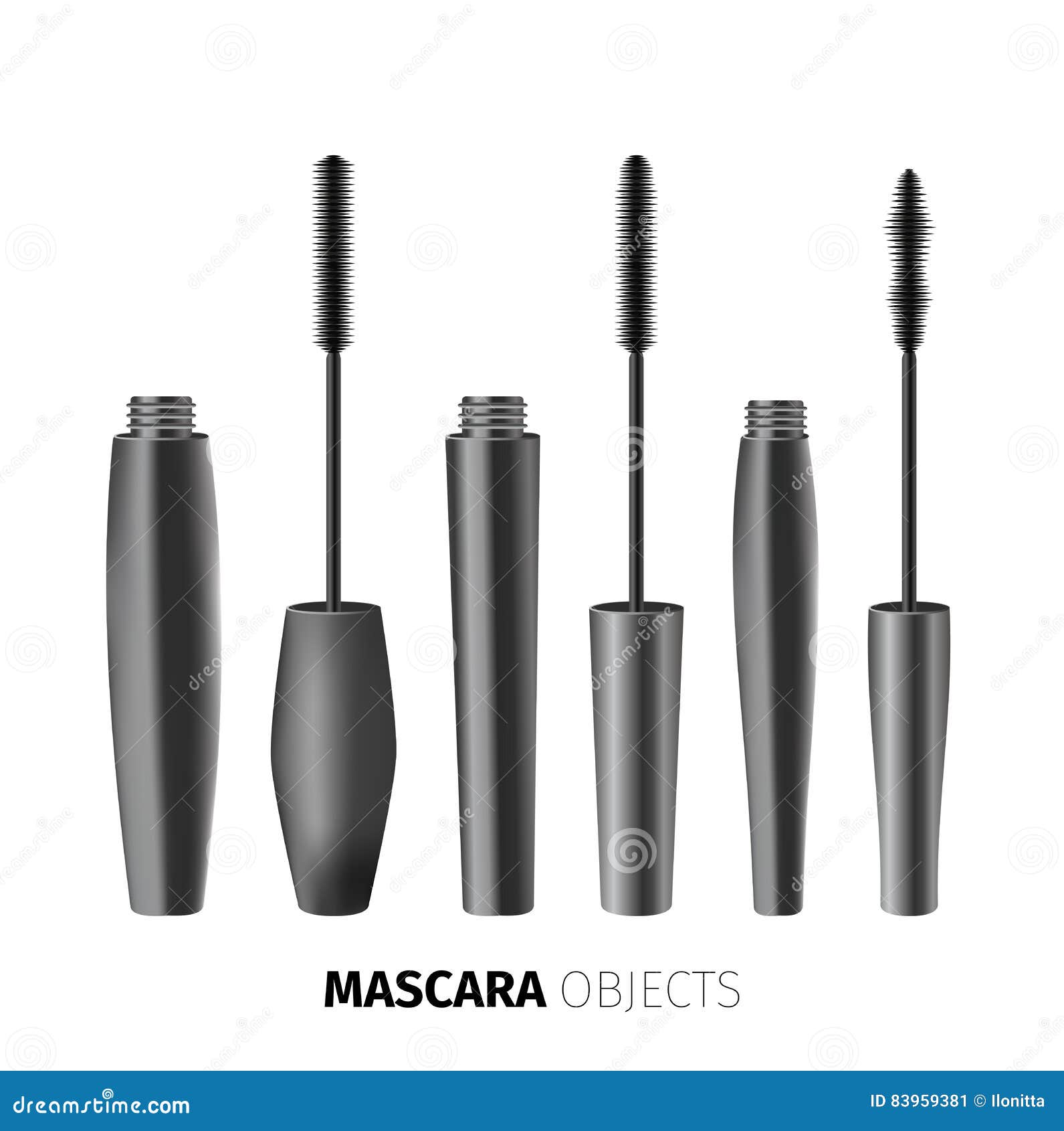 Mascara Fashion Set of Realistic Objects Stock Vector Illustration of