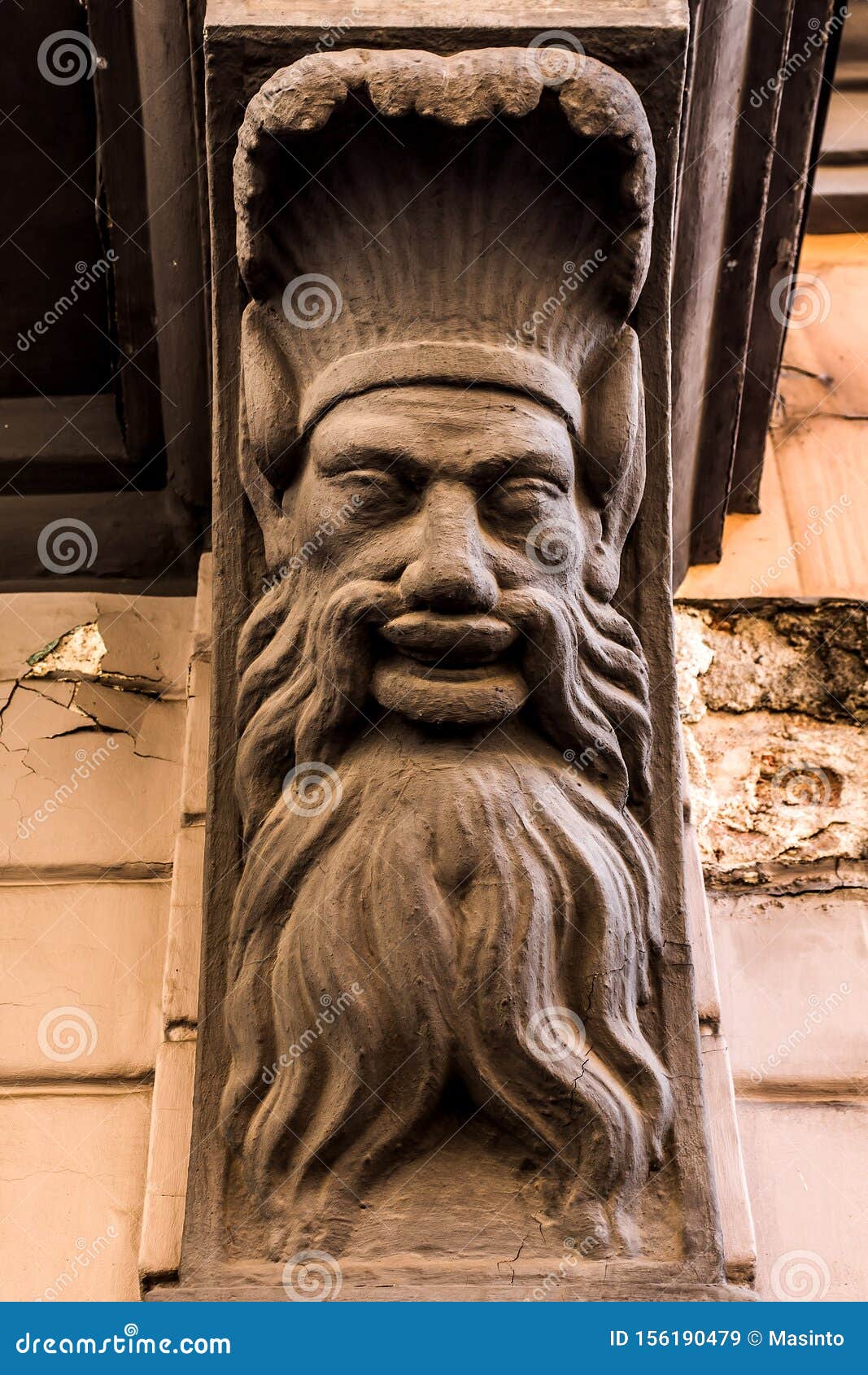 Mascaron In The Form Of Greenman On Building Stock Image Image Of