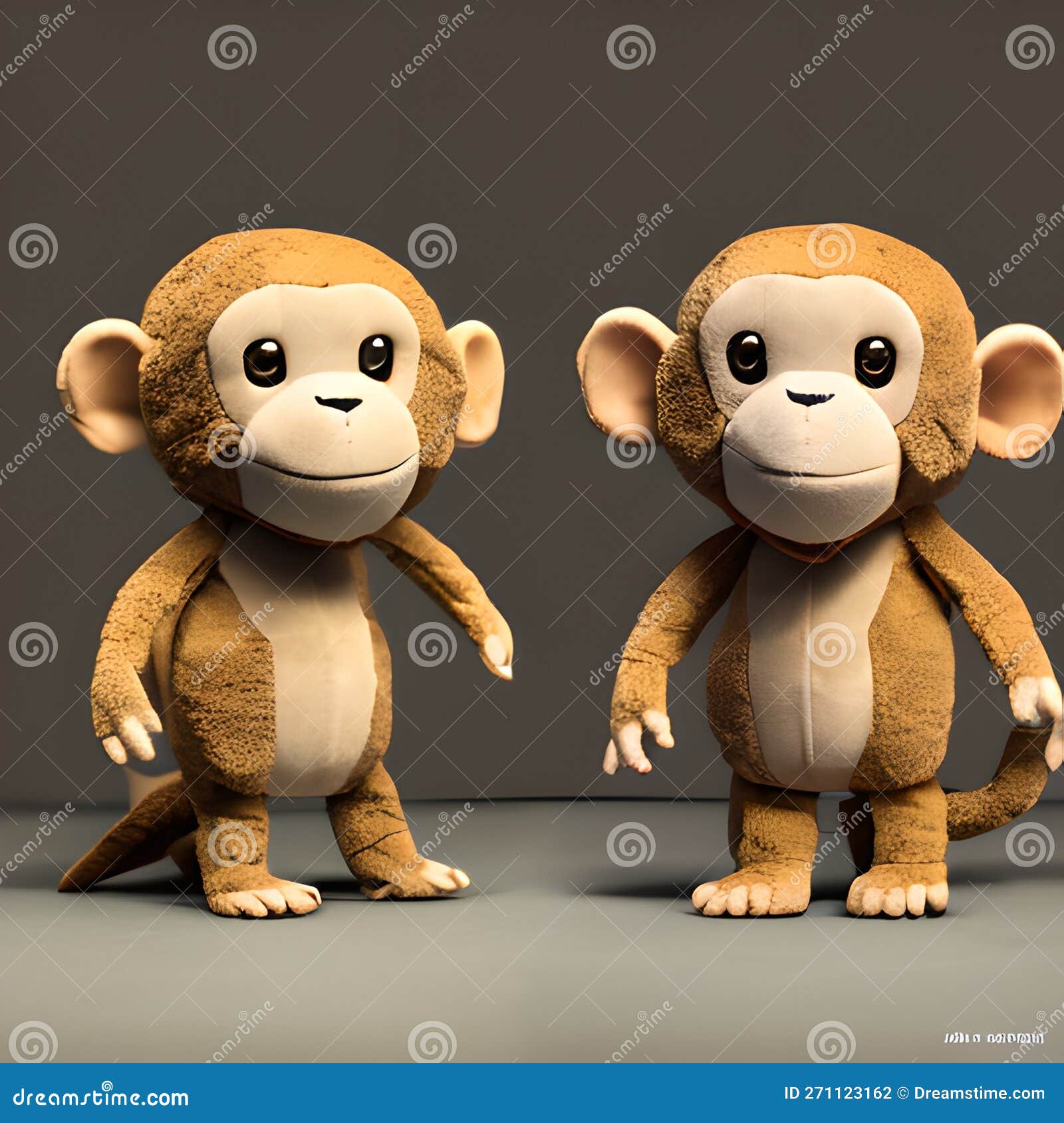 Marrom e mascote macaco branco
