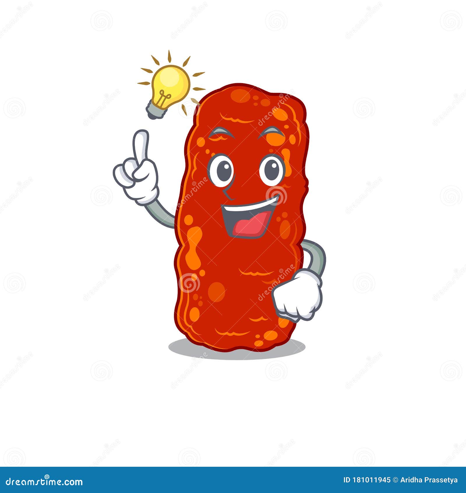 mascot character  of acinetobacter bacteria with has an idea smart gesture