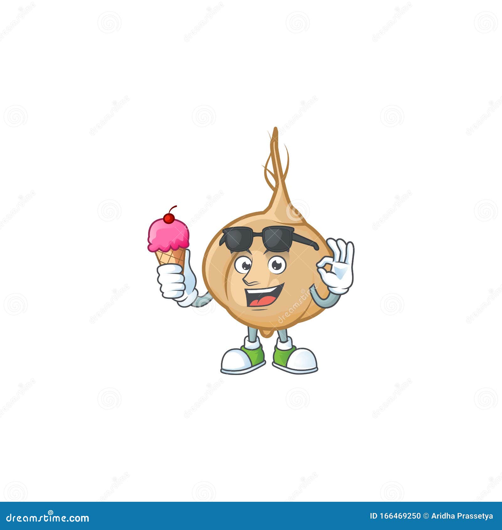 Mascot Character Featuring Jicama with Ice Cream Stock Vector