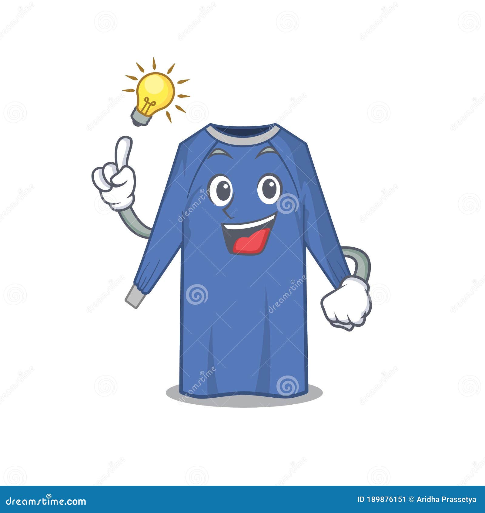 Mascot Character of Smart Disposable Clothes Has an Idea Gesture Stock