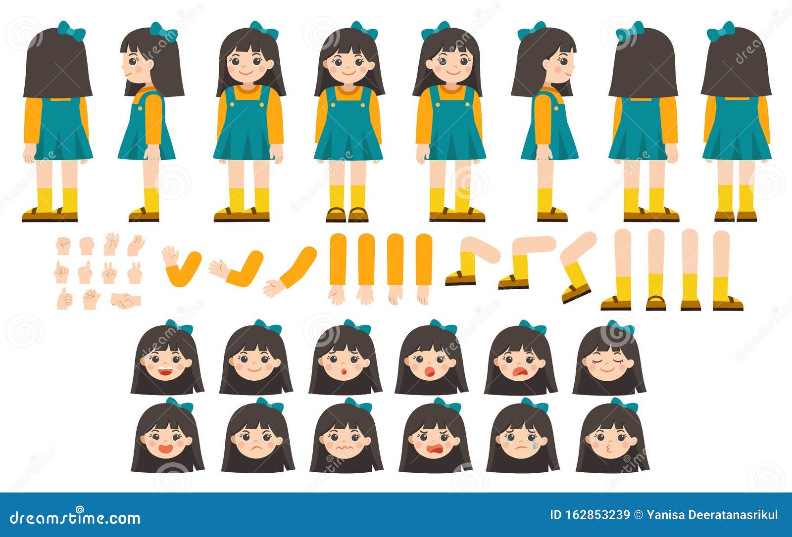 Funny girl in various poses Stock Vector by ©Verzhy 52363677