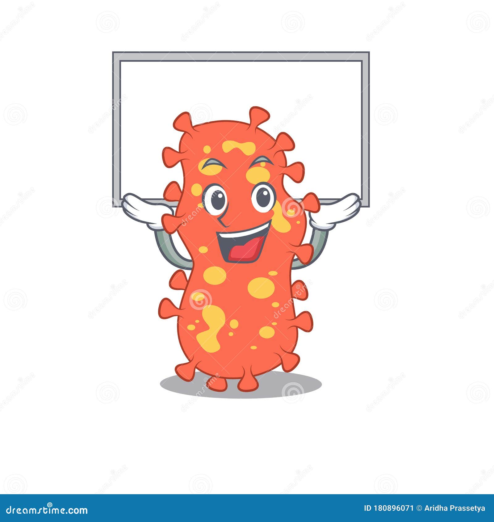 mascot  of bacteroides lift up a board