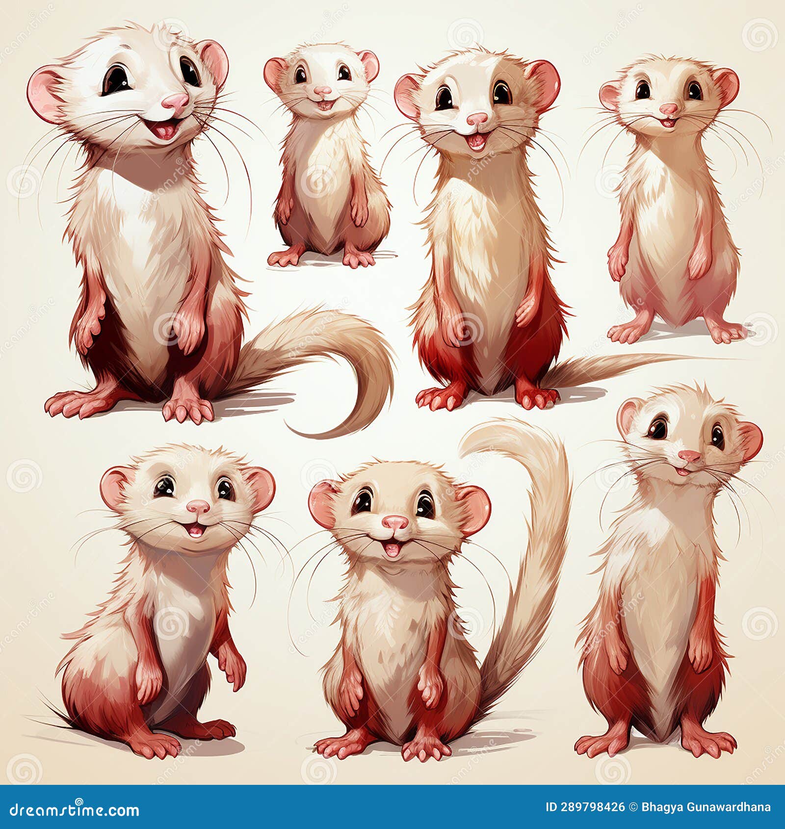 ferret, full body, 3d character for kids