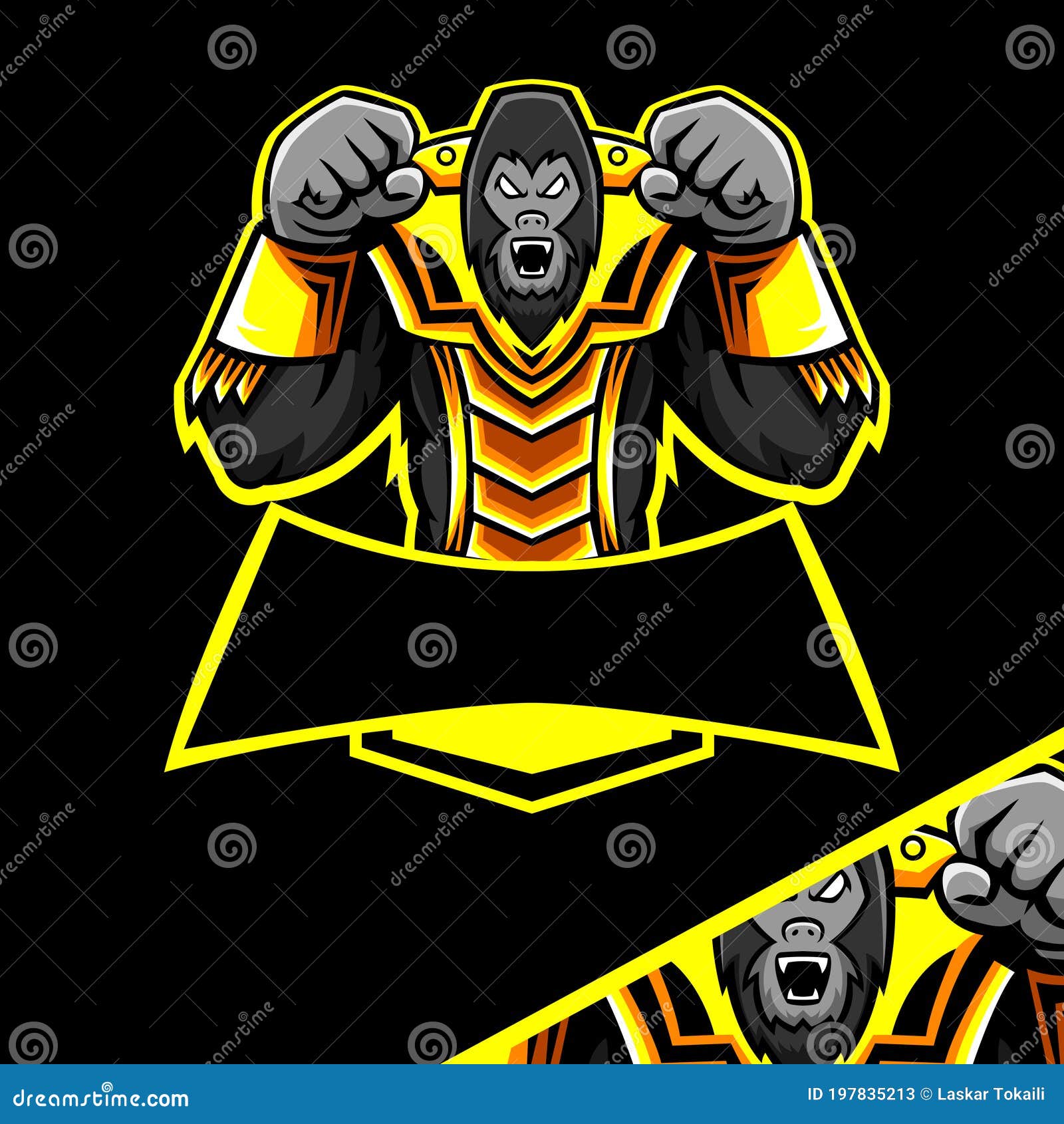 Mascot Logo Gorilla Esport Boxing Pose with Gold Armour in Black Background  Stock Illustration - Illustration of boxing, jungle: 197835213
