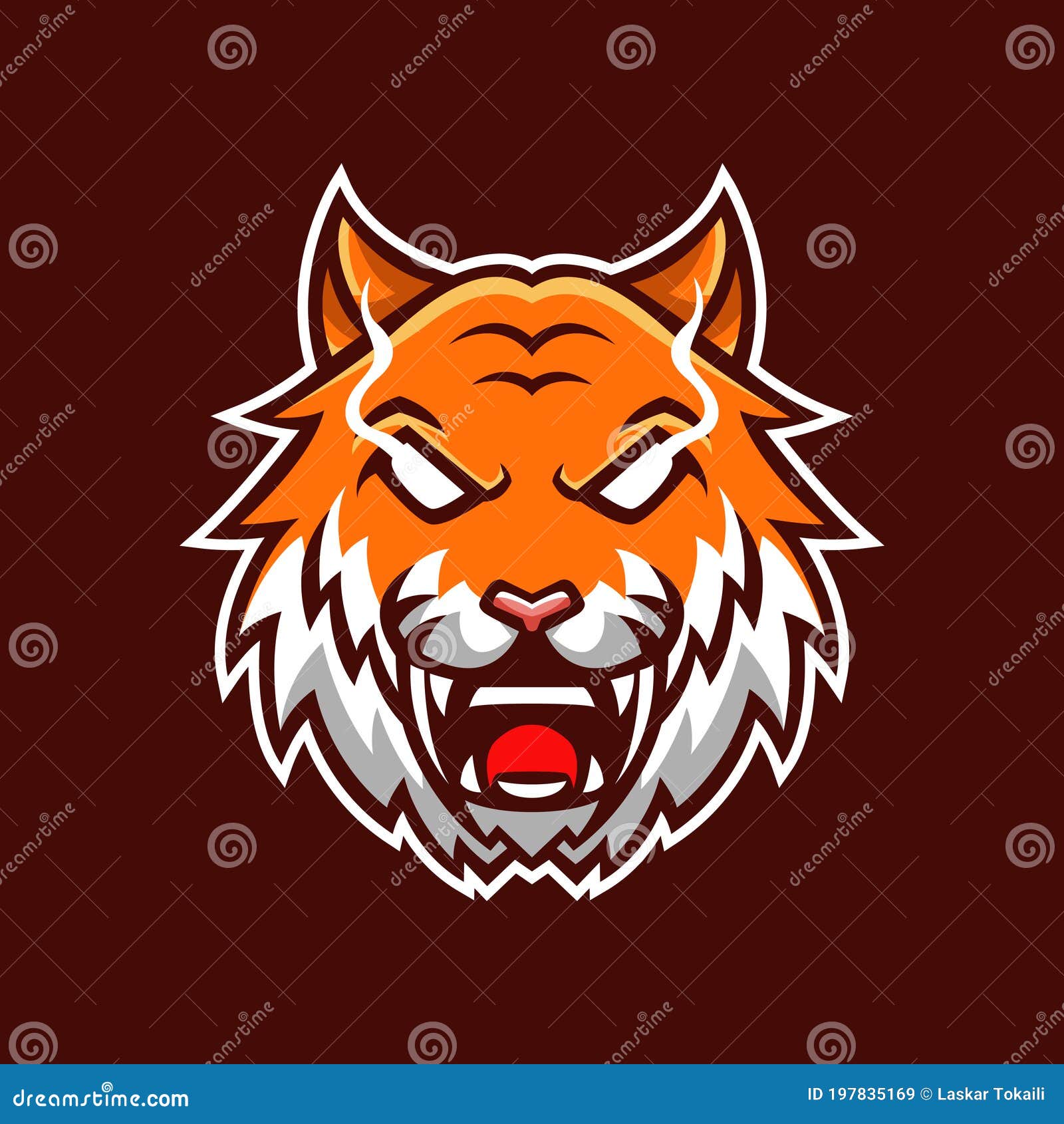 Mascot Logo Tiger Head Esport with White Eye in Brown Background Stock  Vector - Illustration of angry, aggressive: 197835169