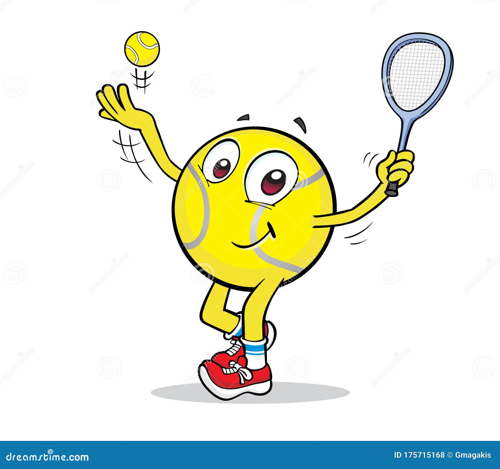 Mascota De Pelota De Tenis De Dibujos Animados Stock de ilustración -  Ilustración de tenis, servicio: 175715168