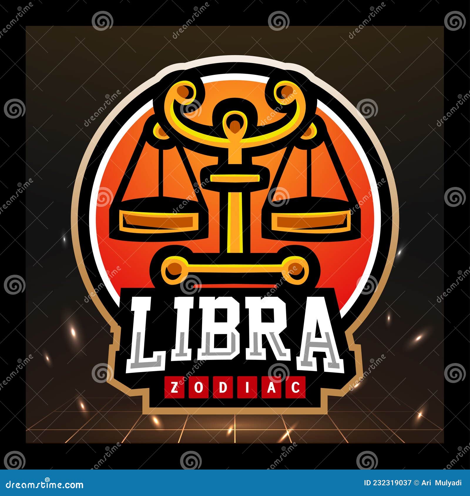 Mascota Libra Zodiac. Diseño De Logotipo De Apoyo Ilustración del Vector -  Ilustración de escala, estrellas: 232319037