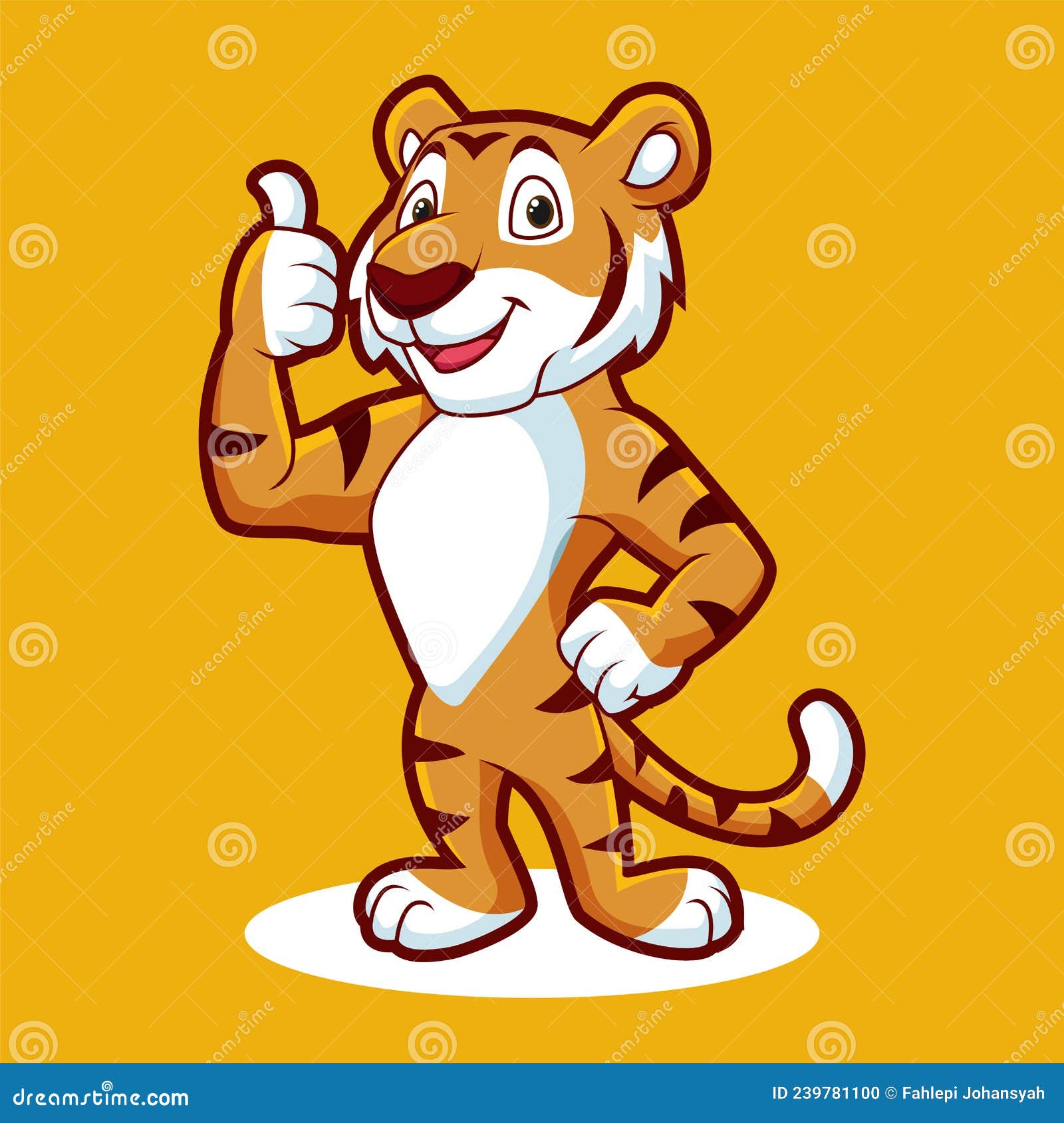Mascota Tigre De Dibujos Animados Dando Un Pulgar Hacia Arriba Ilustración  del Vector - Ilustración de lindo, melena: 239781100