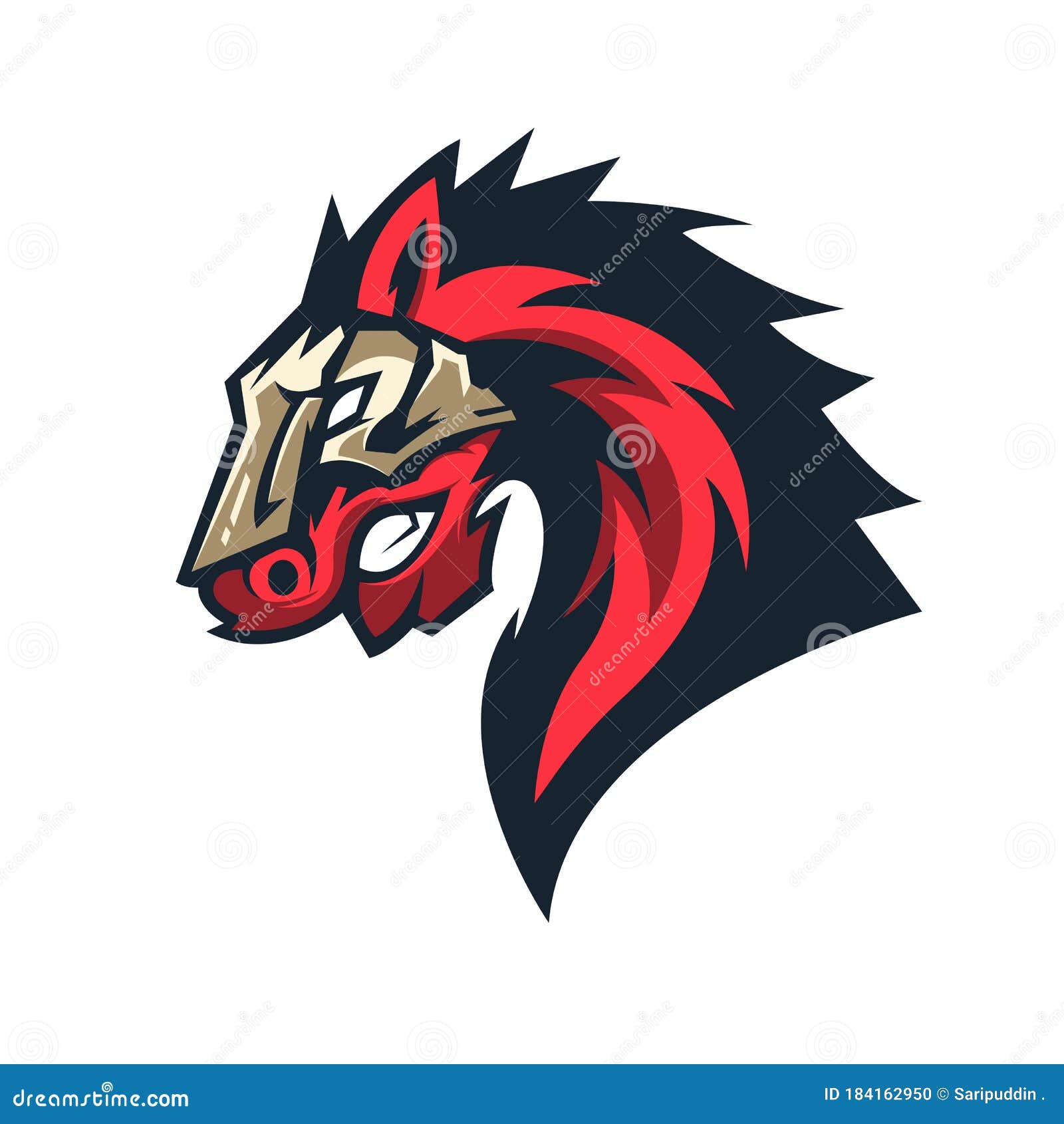 Design de vetor de logotipo de jogo de mascote de cavalo