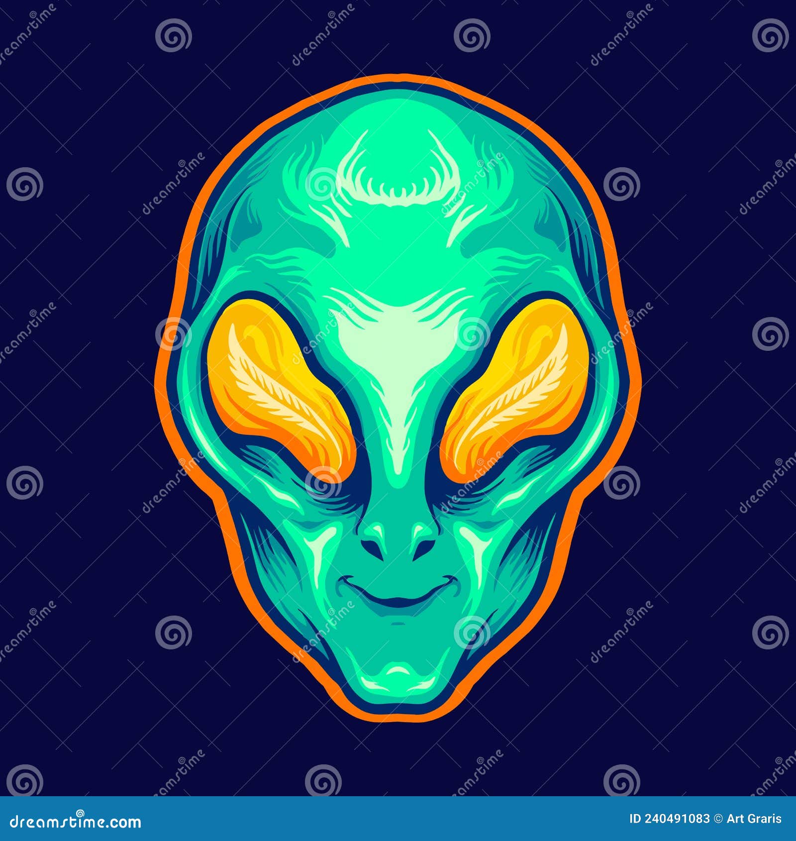 Ilustração de mascote alienígena engraçado