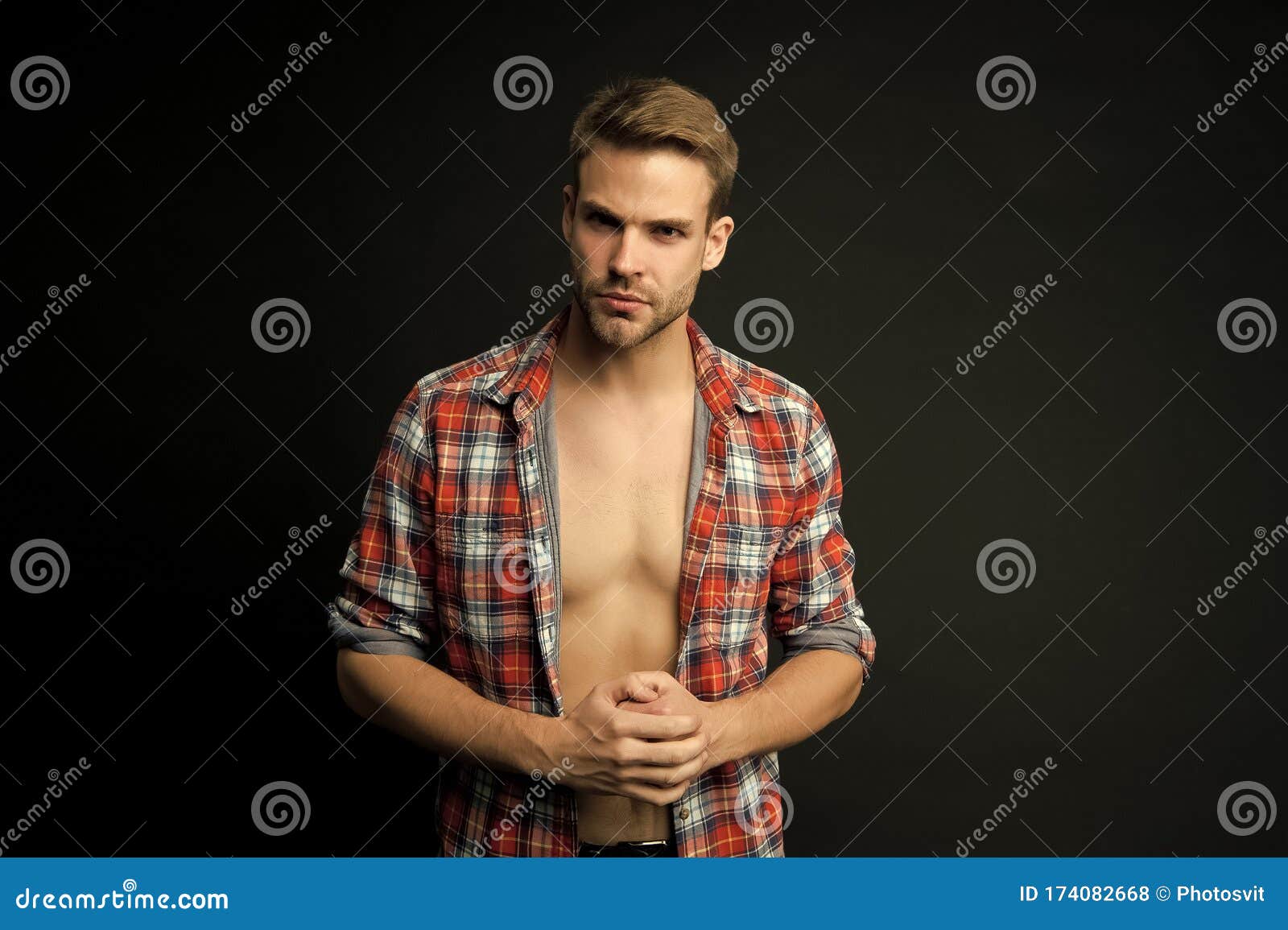 Masculine Traits Concept. Male Fashion and Beauty. Muscular Macho ...