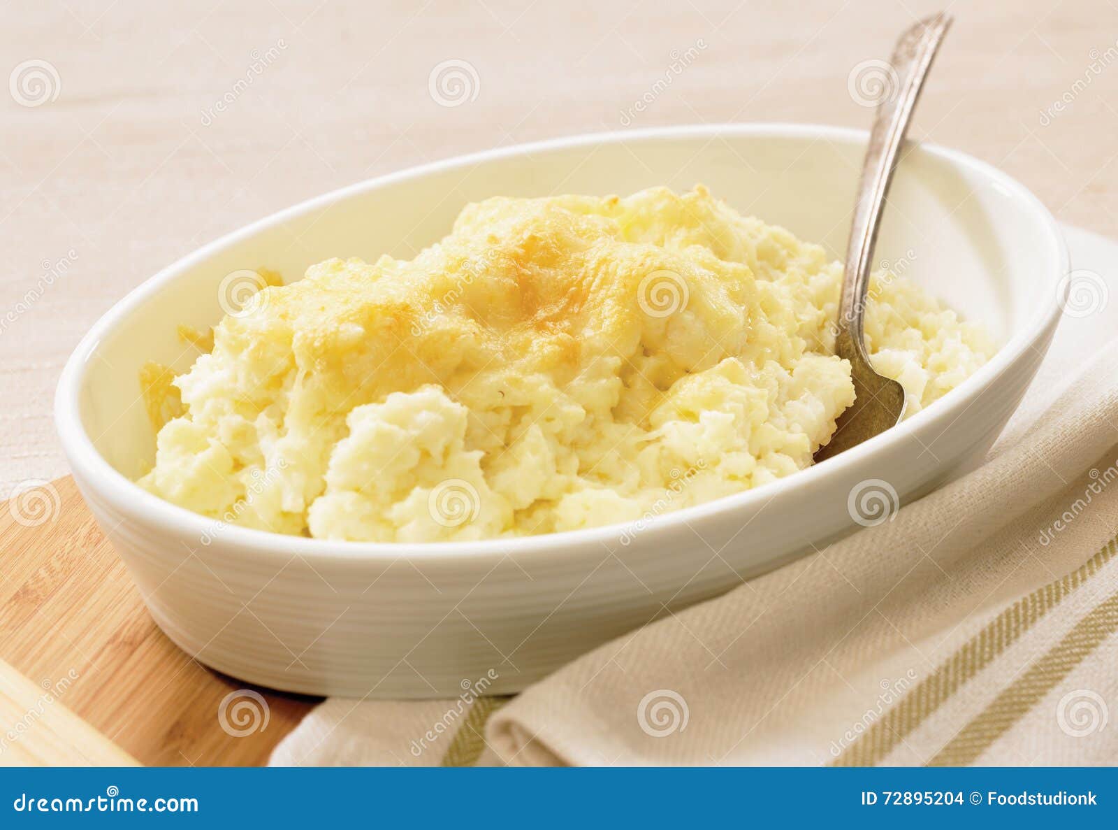 Mashed Cauliflower and Potato Gratin Stock Photo Image of board