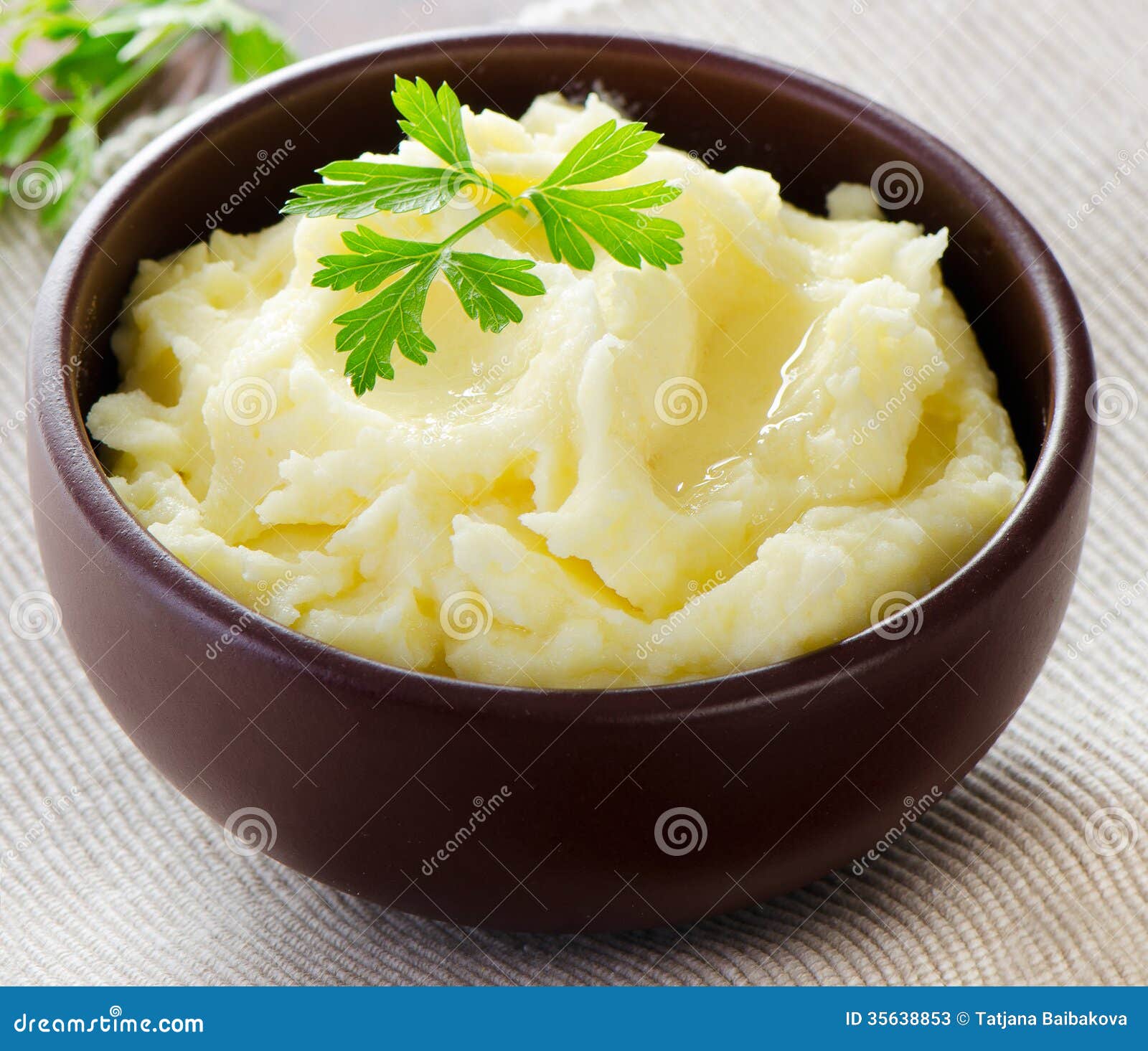 Mashed Potato with Fresh Herbs. Stock Image Image of potato, bowl