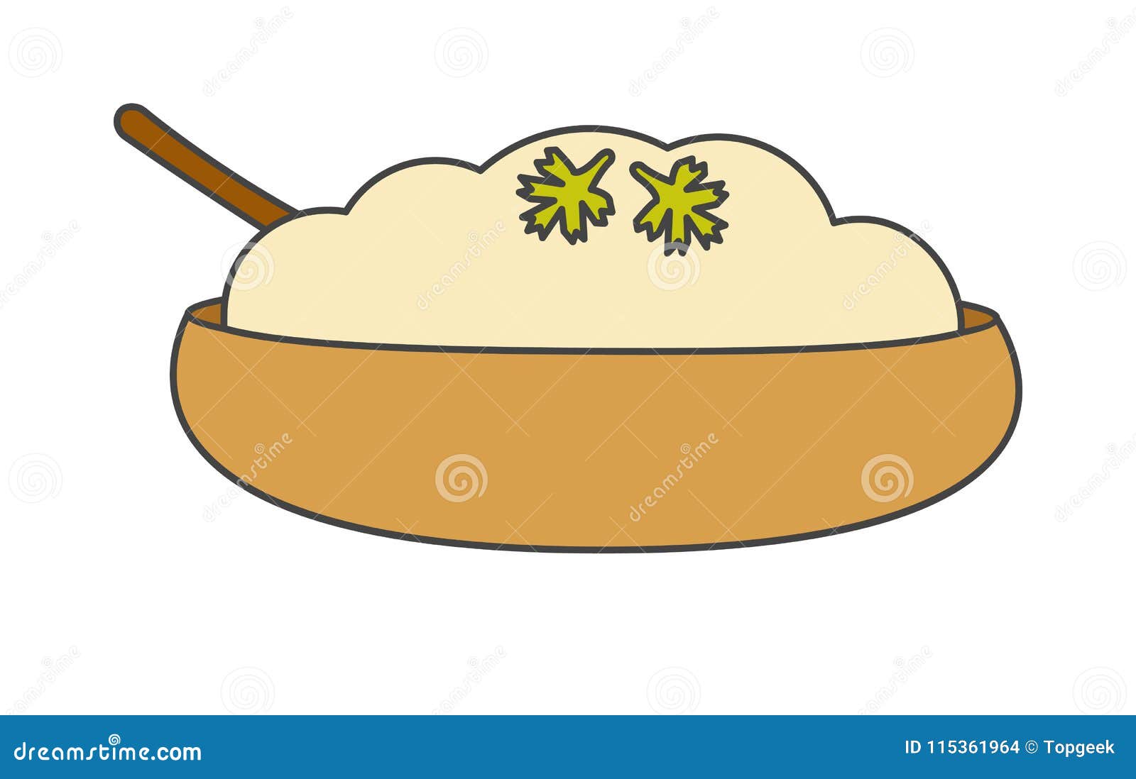 Mashed Potatoes With Herbs In Bowl Vector Icon Stock Vector