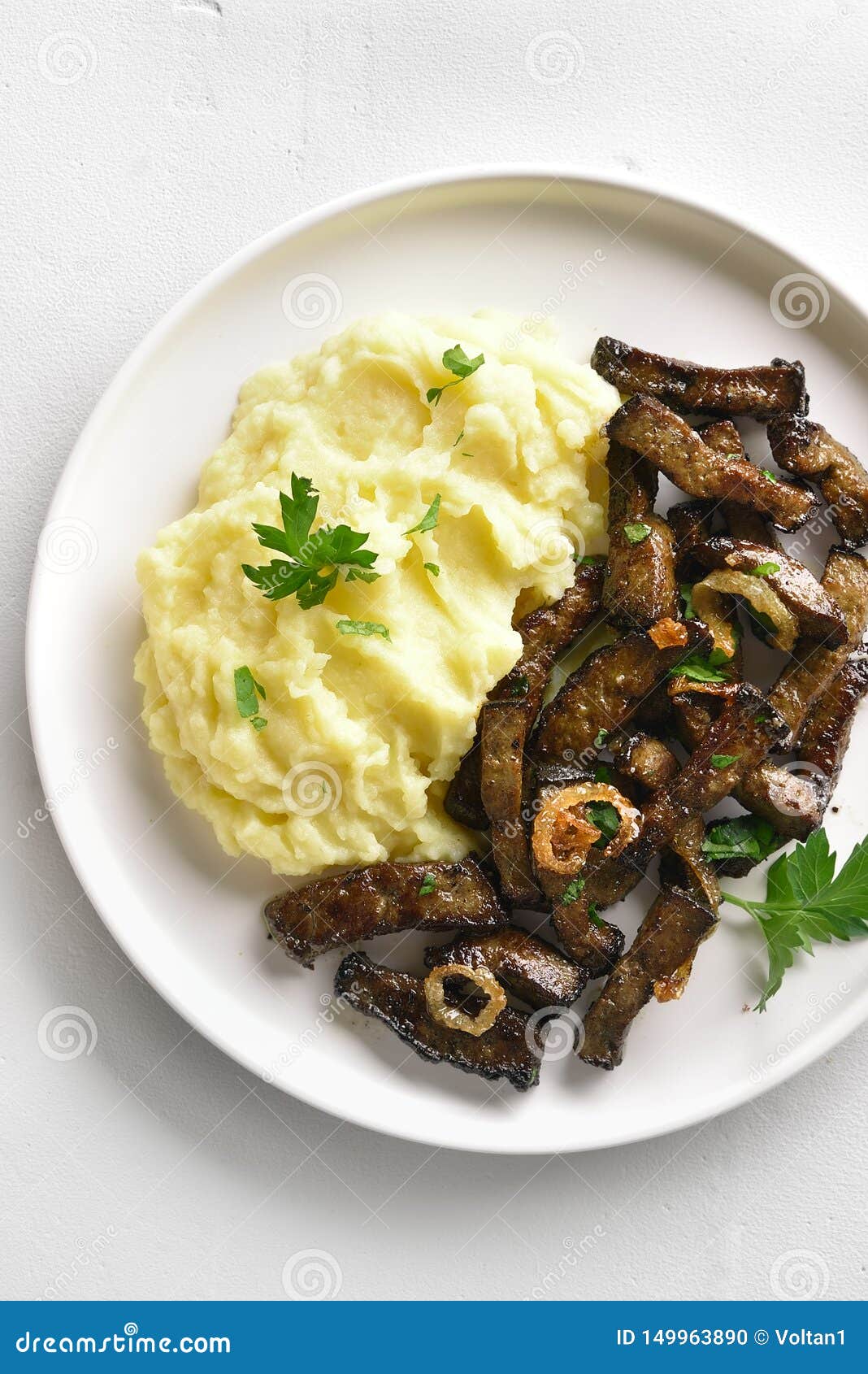 Mashed Potatoes And Roasted Beef Liver Stock Photo Image of lunch