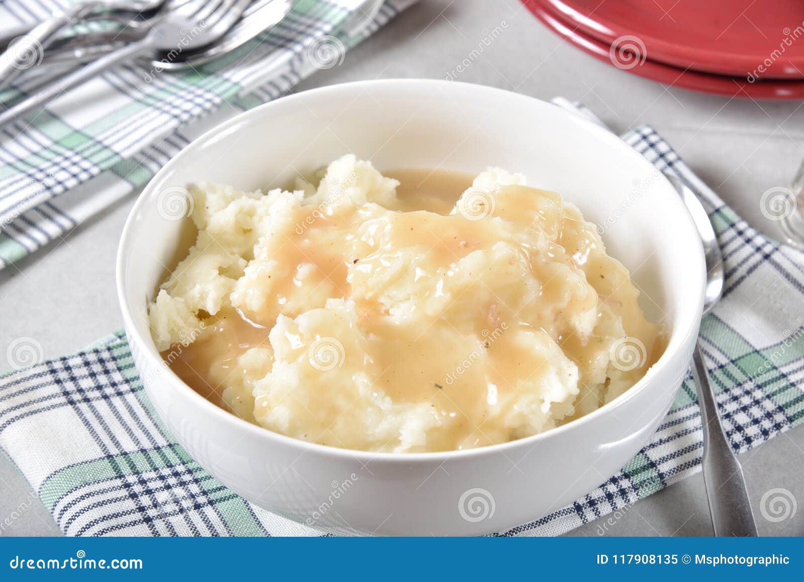 Mashed Potatoes with Turkey Gravy Stock Image - Image of food, gravy