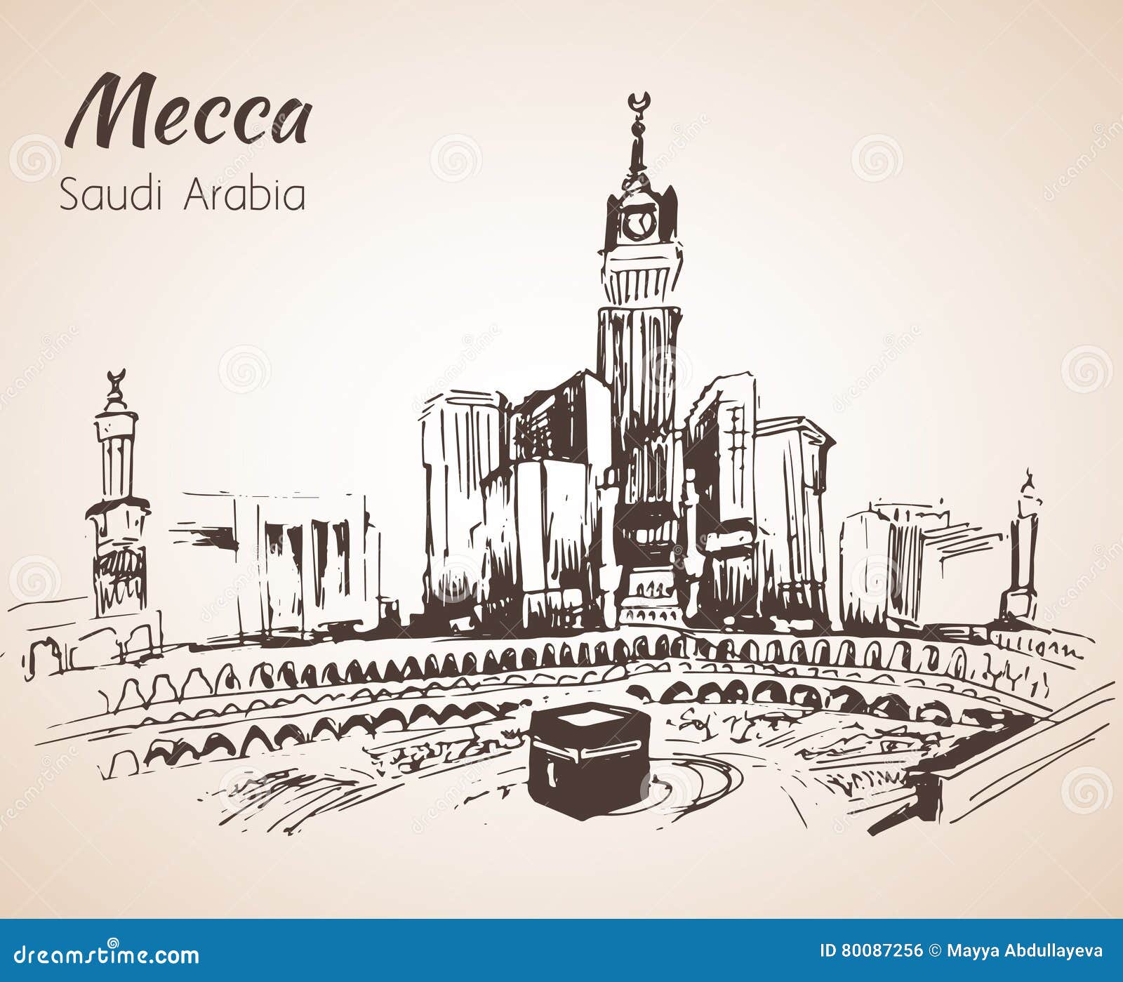 Hand drawing Kaaba of Mecca Vector illustration  Stock vector  Colourbox