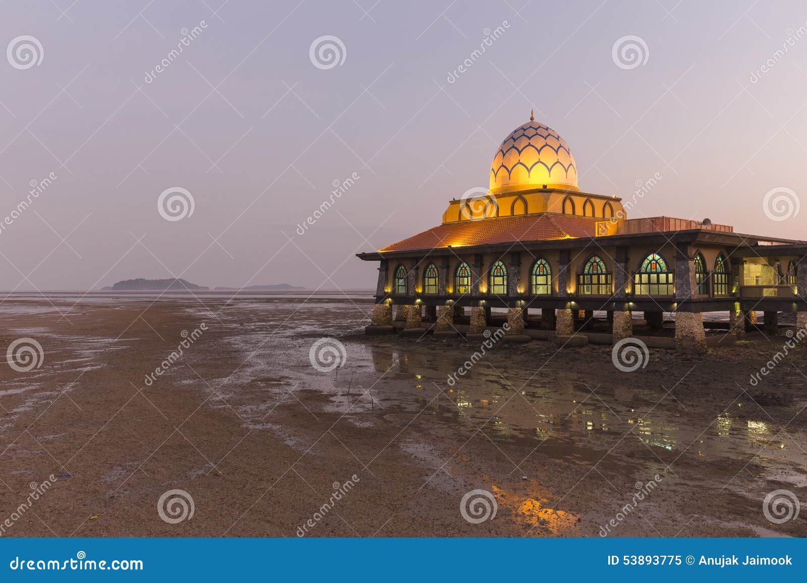 Masjid Al Hussain In Kuala Perlis City Malaysia Stock Image Image Of Blue Evening 53893775