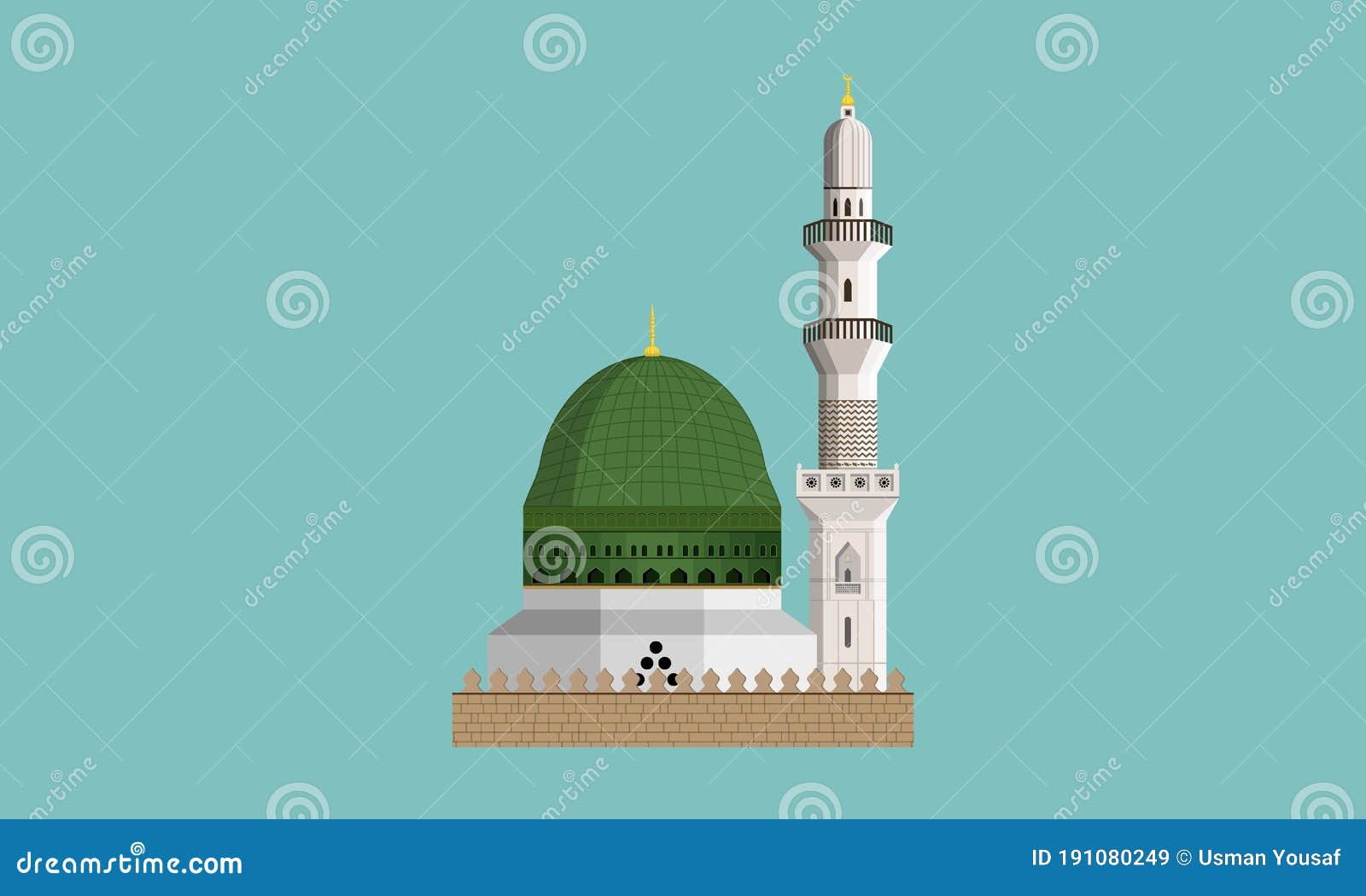 Masjid E Nabvi - Saudi Arabia Minimal Vector Illustration Design ...