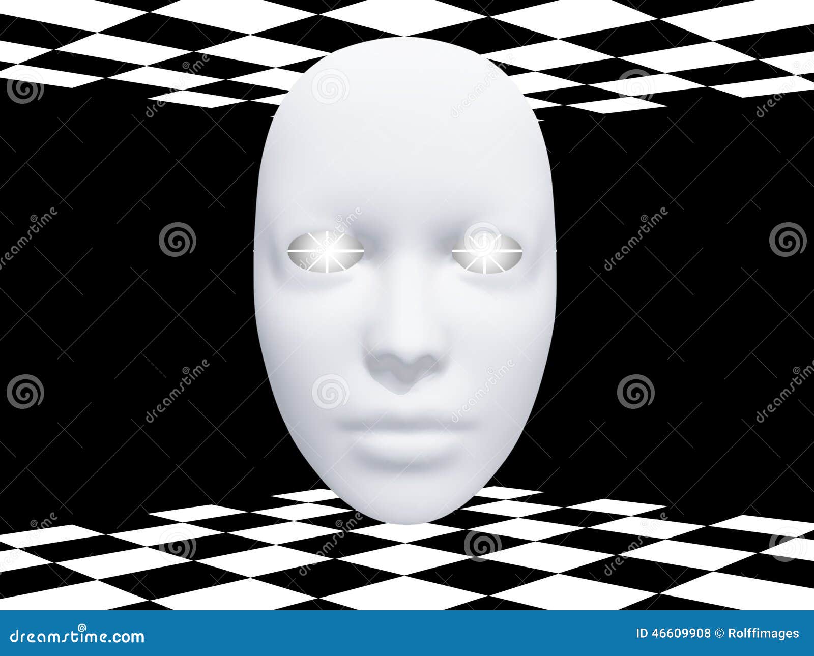 Mask with glowing eyes stock illustration. Illustration of contrasts