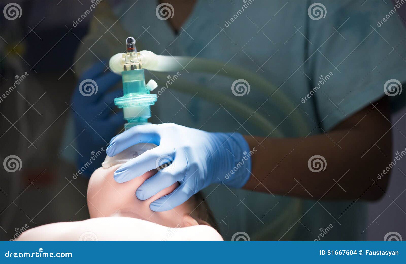 Mask inhalation anesthesia stock photo. Image of glove 81667604