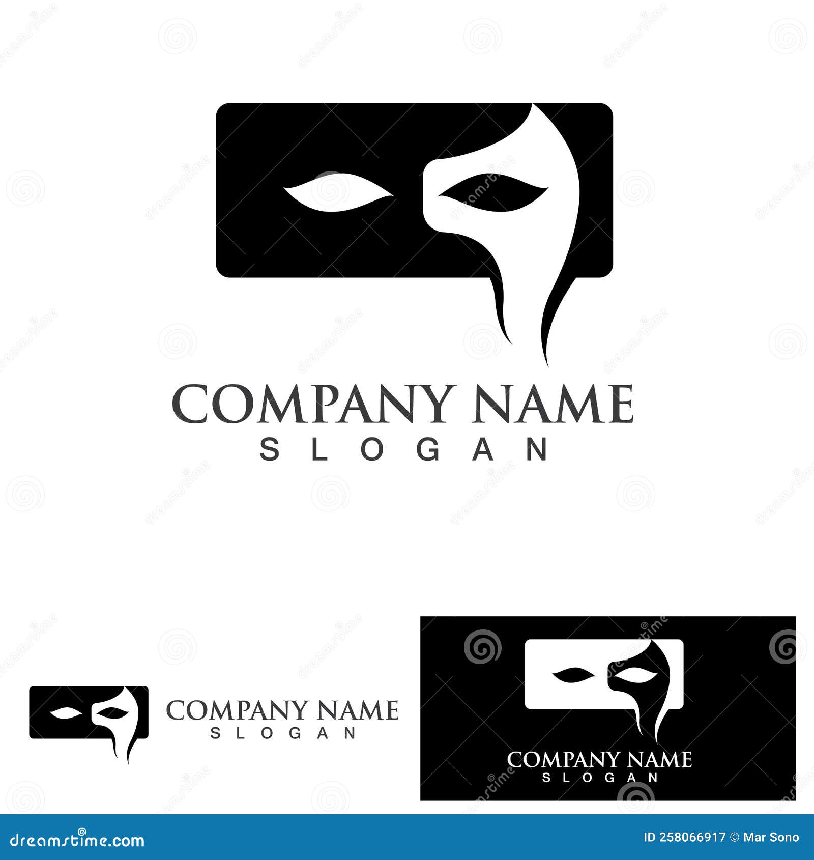 Mask Logo and Symbol Vector Stock Vector Illustration of cartoon, silhouette 258066917