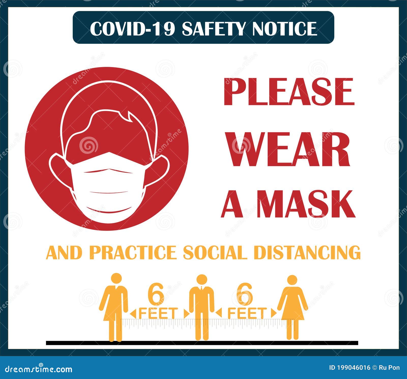 Face Covering Sign. Mask Regulations Sign. Please Wear a Mask. Practice
