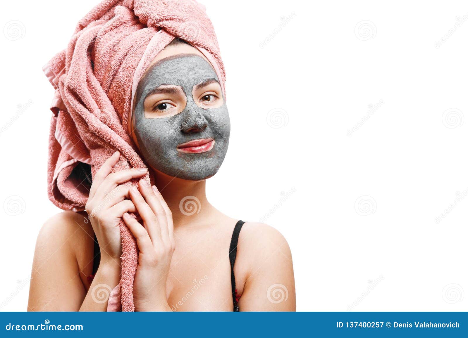 Mask for Skin Woman Girl Enjoys a Mask for Face Skin, Isolated Photo ...