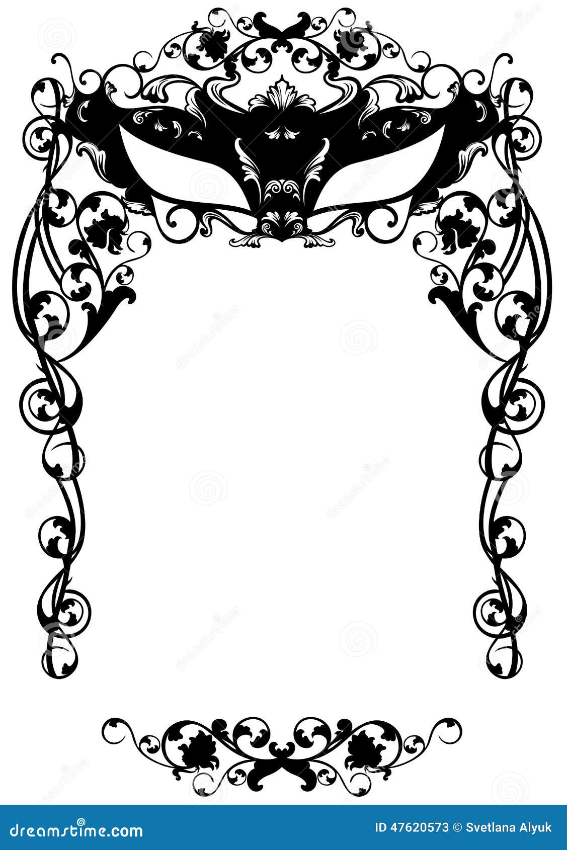 masked ball invitation to masquerade party carnival mask black white flowery vector design 47620573