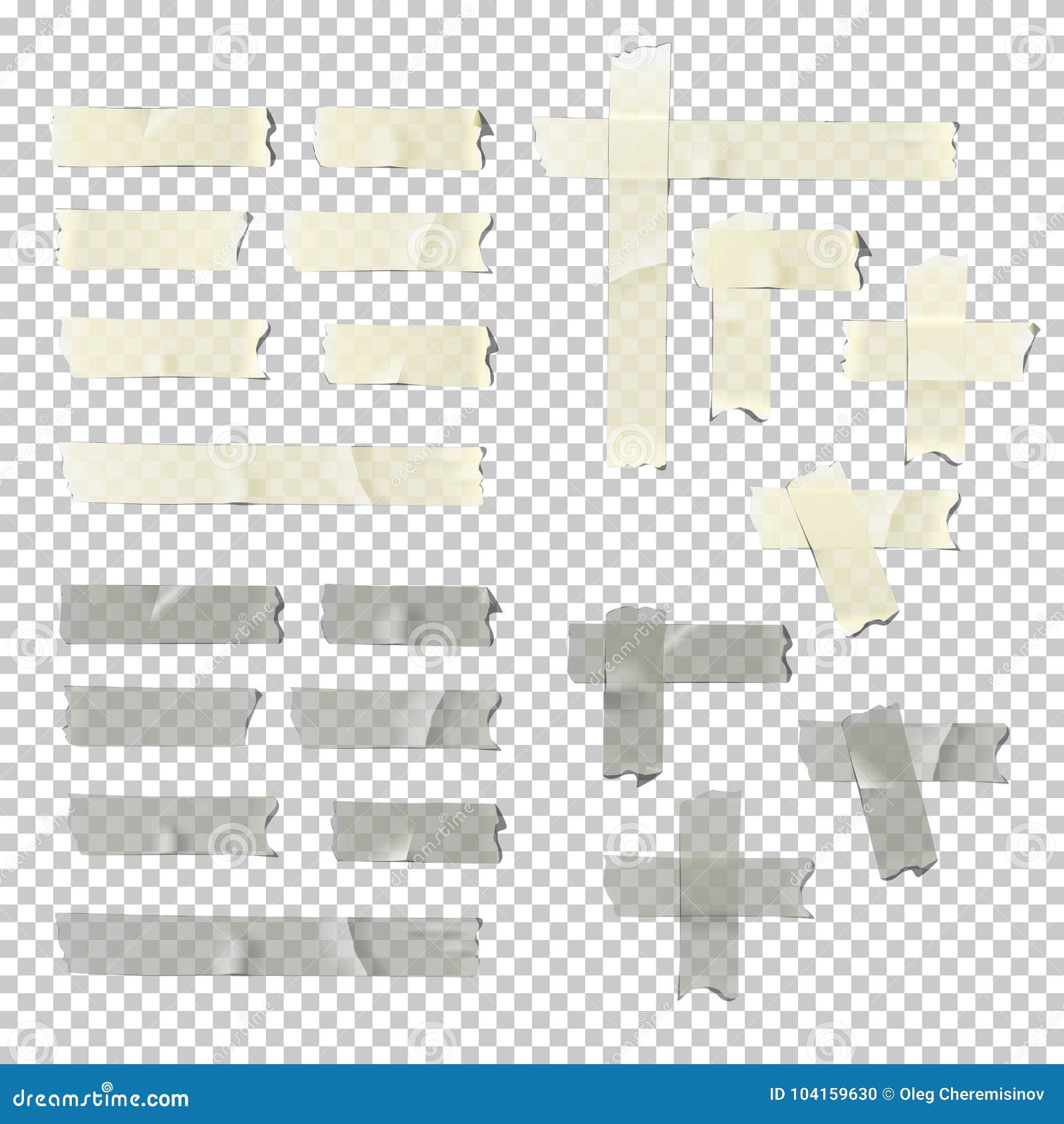 Masking and Adhesive Tape Pieces. Vector Torn Masking and Adhesive Tape