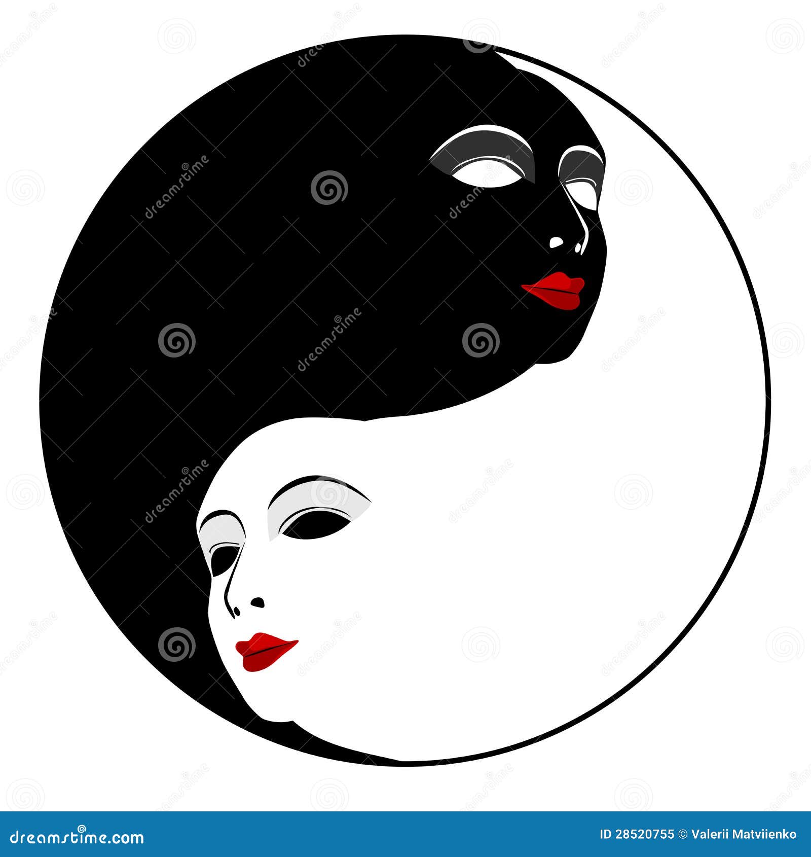 Masks. Ying yang symbol stock illustration. Illustration of comedy