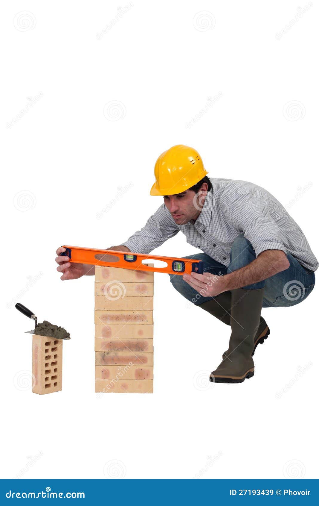Mason Checking Wall is Level Stock Image Image of aerated, industry