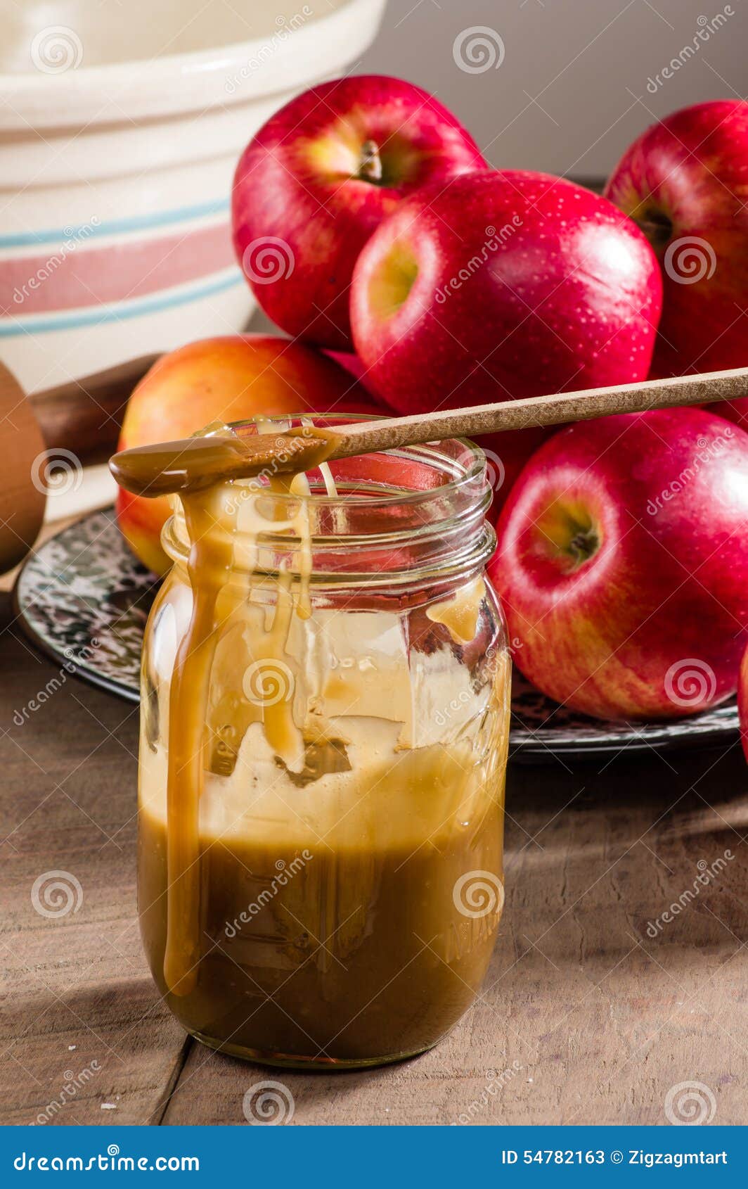 Mason Jar of Caramel Sauce for Apple Pie Stock Image Image of cooking