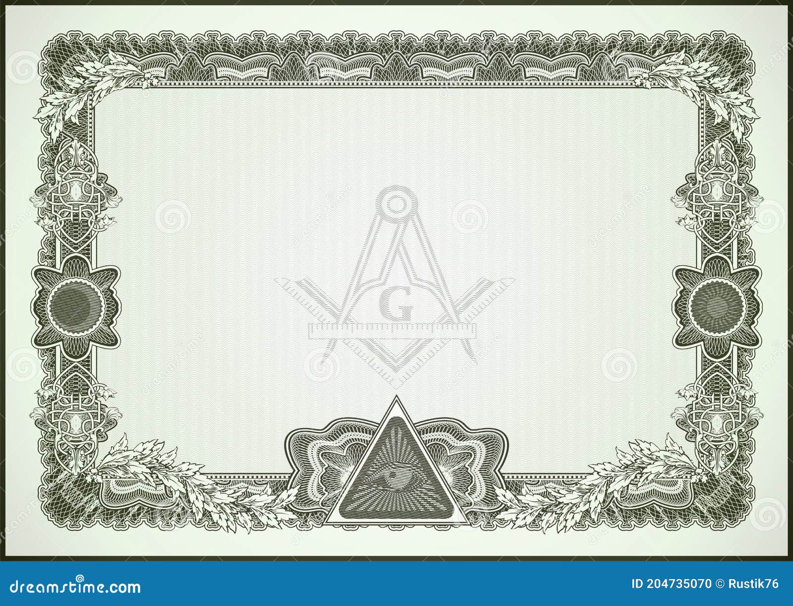 Masonic symbols on a blank letterhead for creating documents royalty