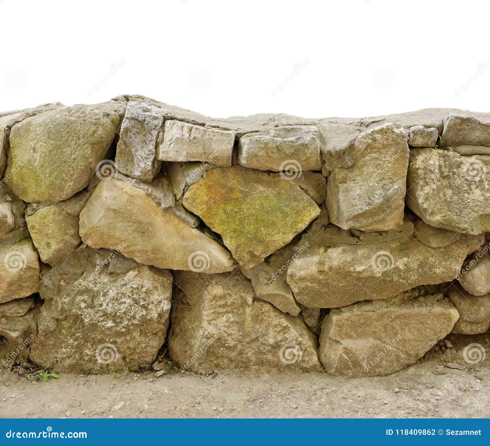 Masonry Stone Wall of Large Stone Limestone. White Isolate Background Stock Photo Image of
