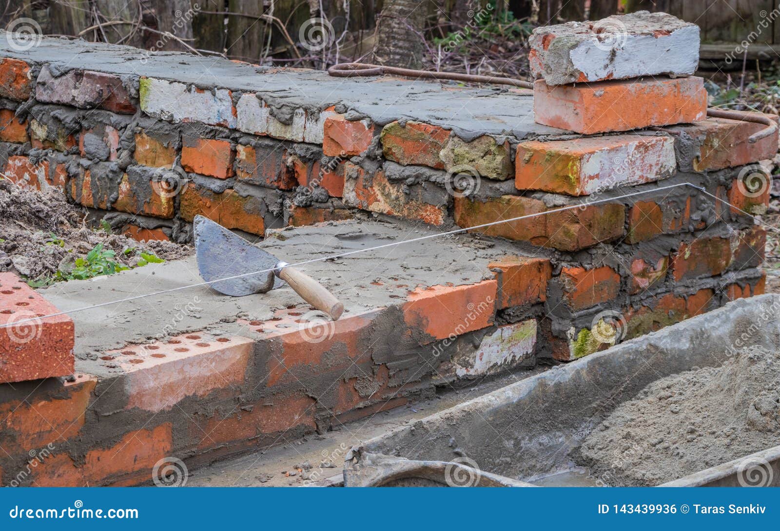 Masonry and Tools, Level, Trowel, Building a House Stock Photo Image