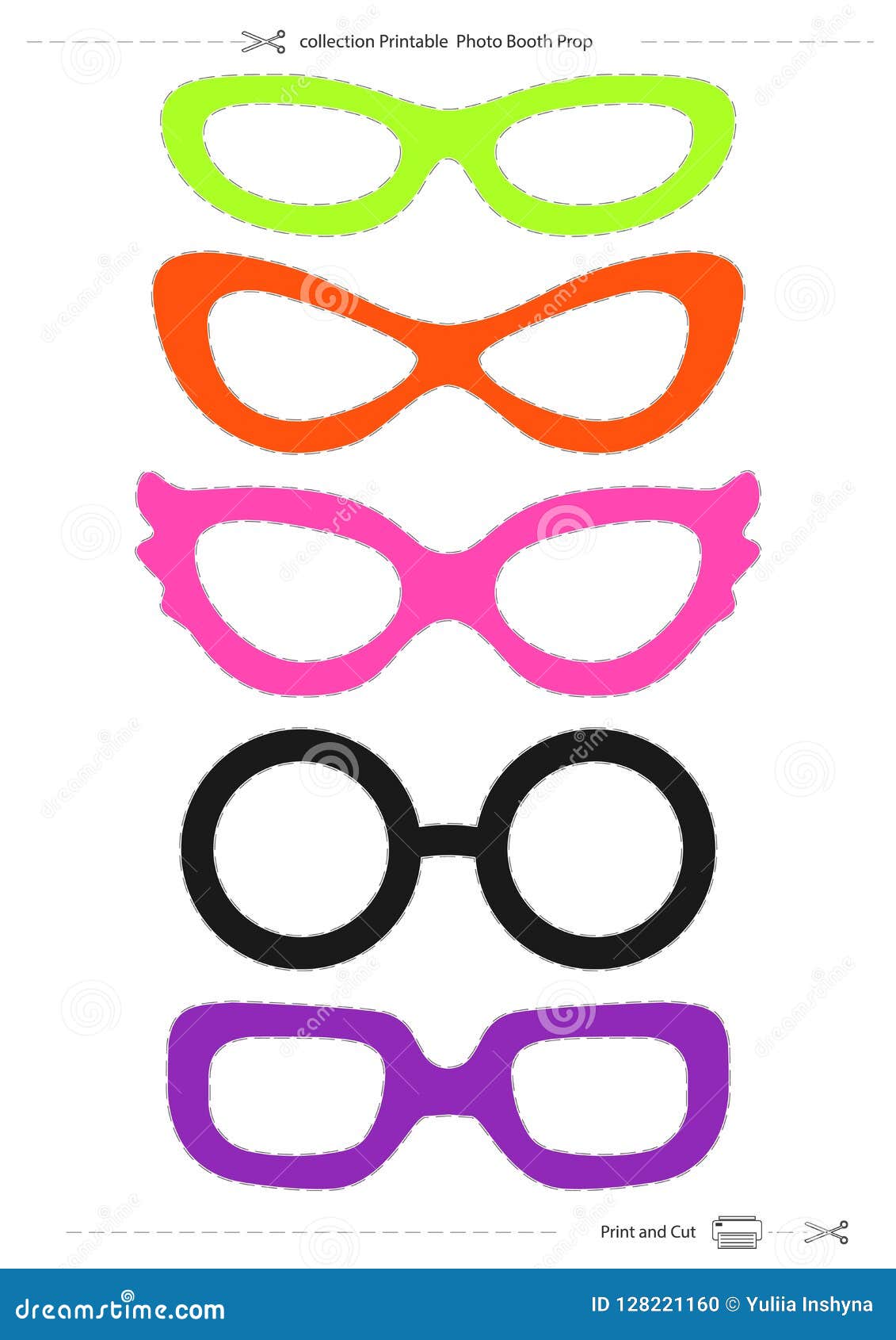 Masquerade Glasses Collection Printable Photo Booth Prop Stock Vector Illustration Of Element Cartoon 128221160