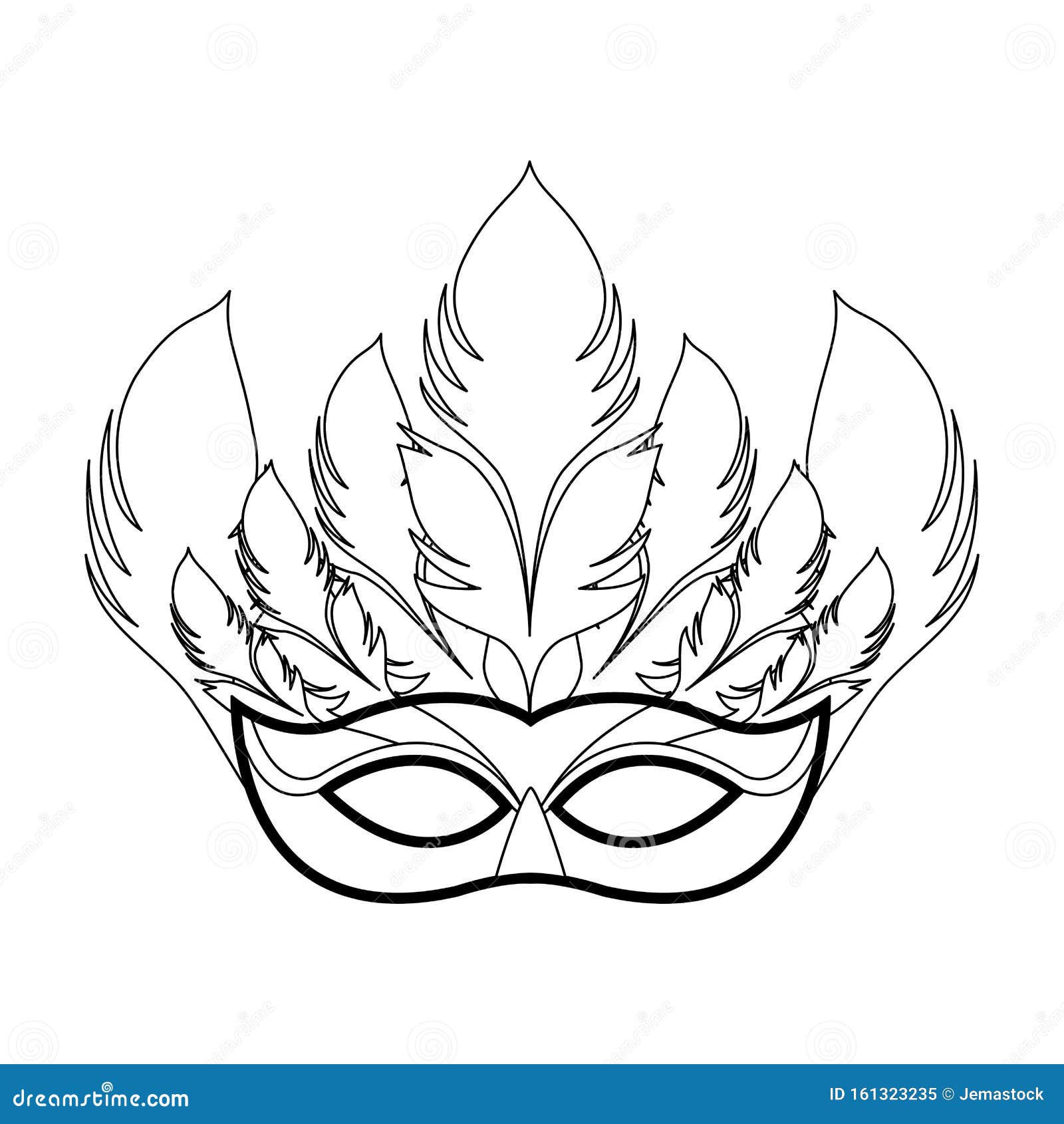 Masquerade Mask Icon, Black and White Design Stock Vector